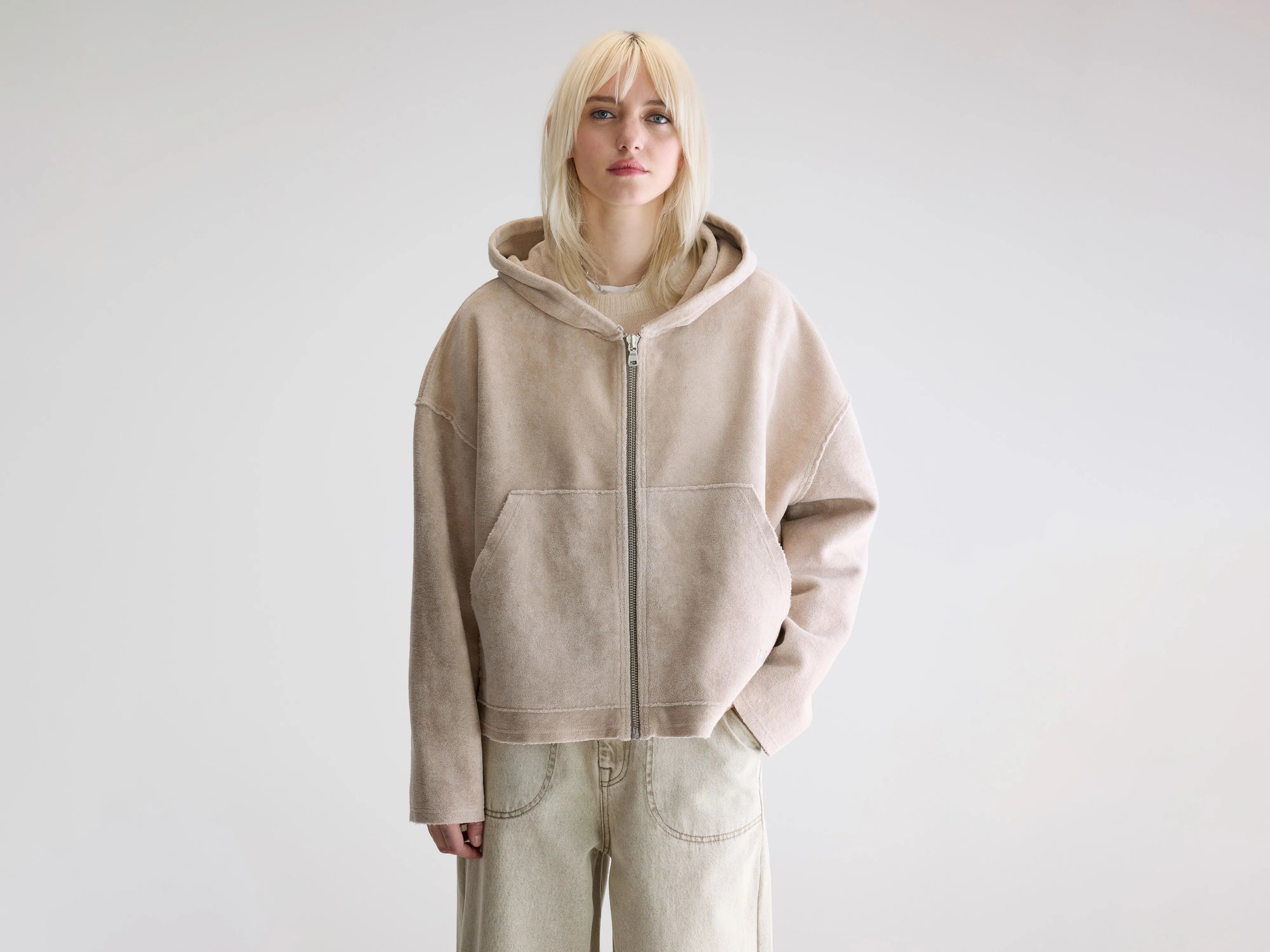 Fannel terry hoodie (252 / W / STONE)