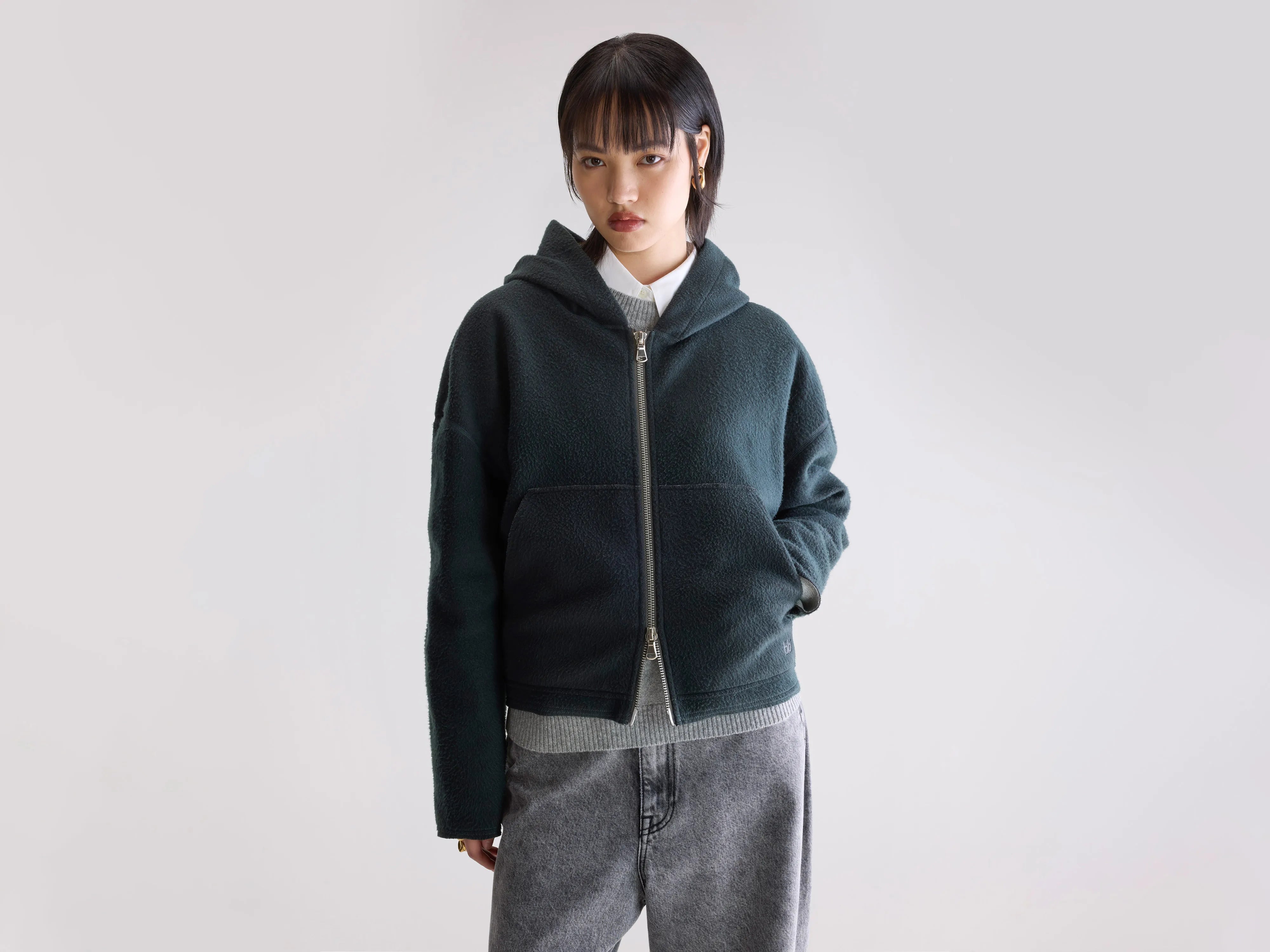 Fannel hooded sweatshirt (252 / W / ACIER)