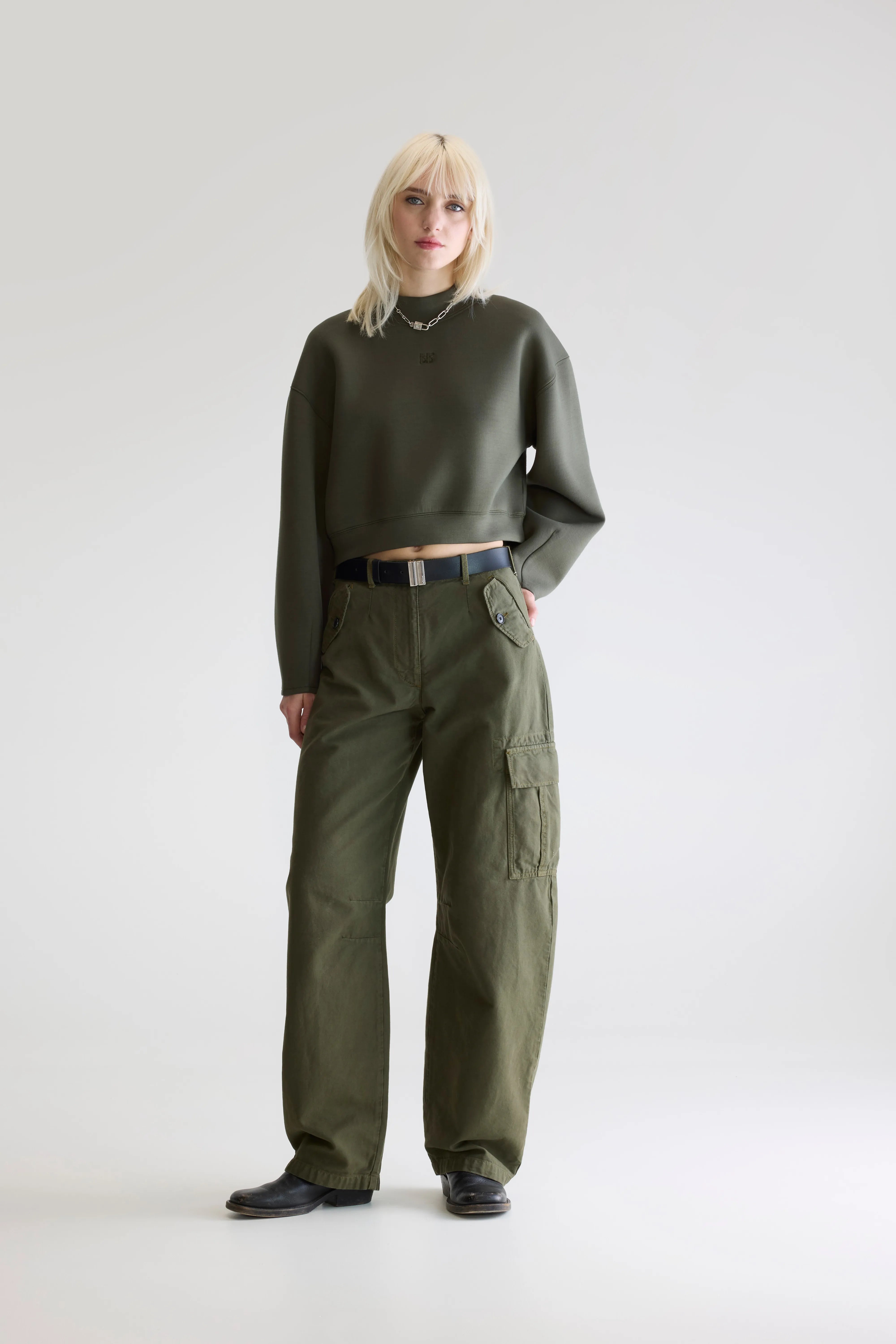 Tashi Cropped Sweatshirt - Forest For Women | Bellerose