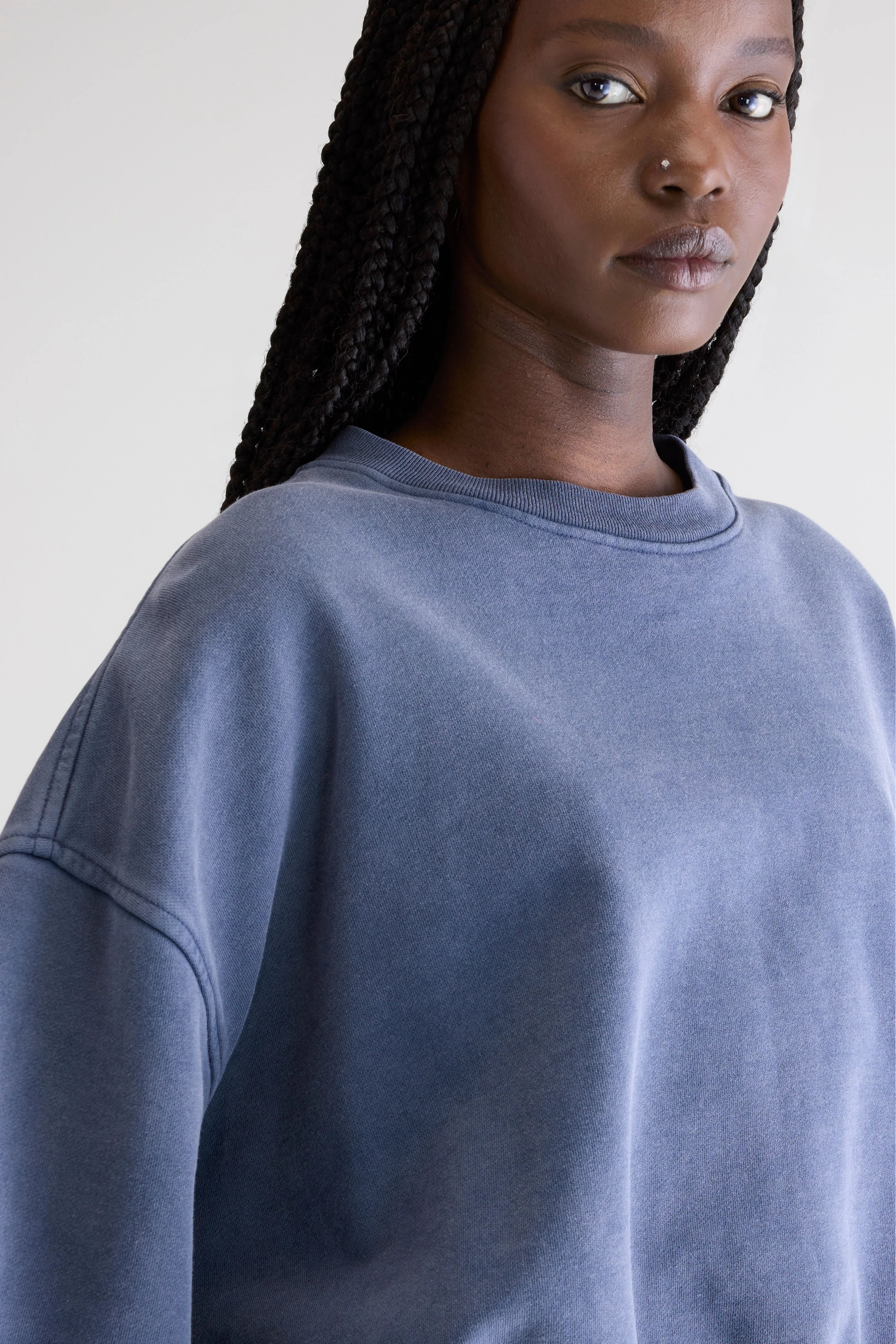 Fancy Cropped Crewneck Sweatshirt - Blues For Women | Bellerose