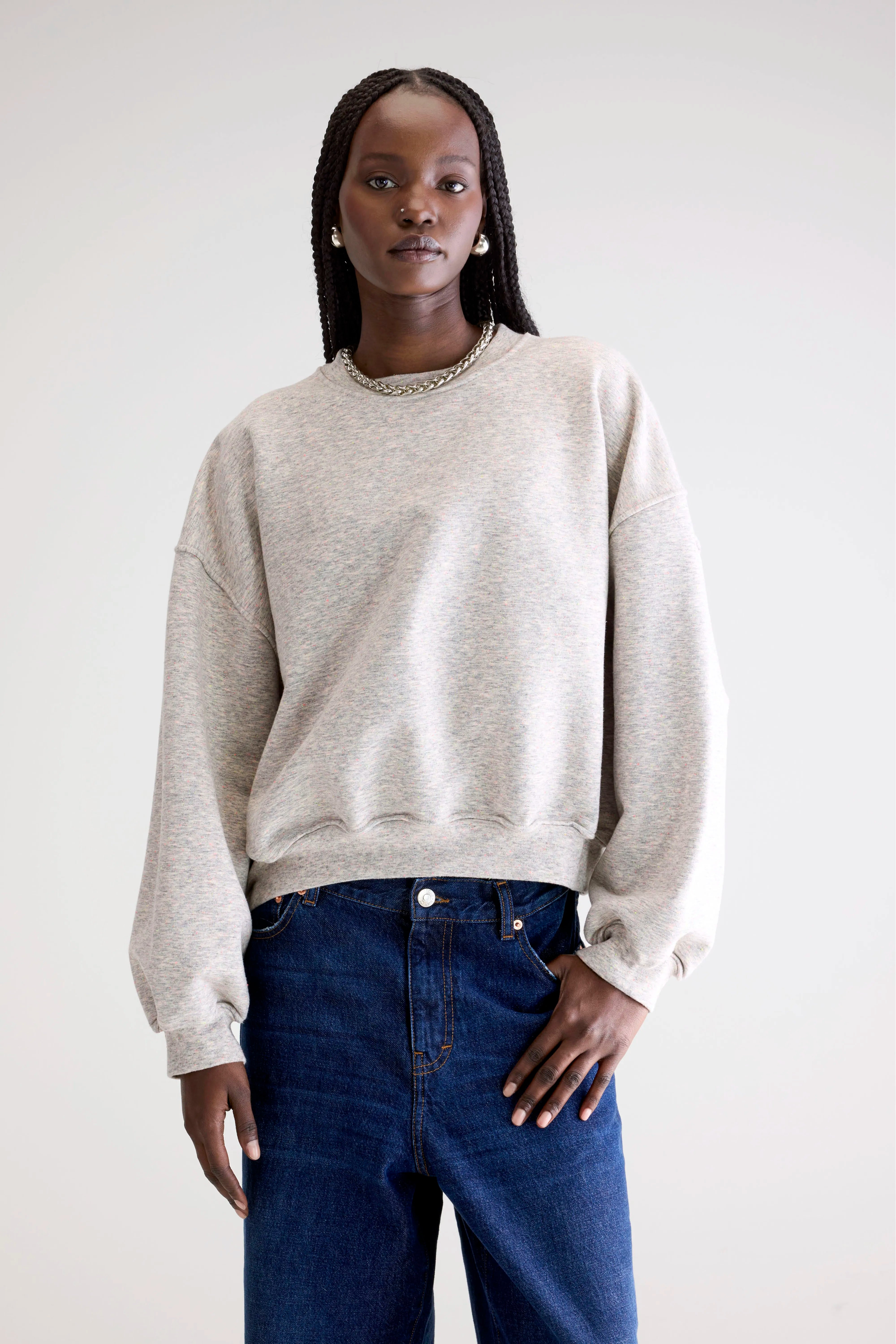 Fancy Cropped Sweatshirt - Fluo / Fluo pink / Oyster Voor Dames | Bellerose