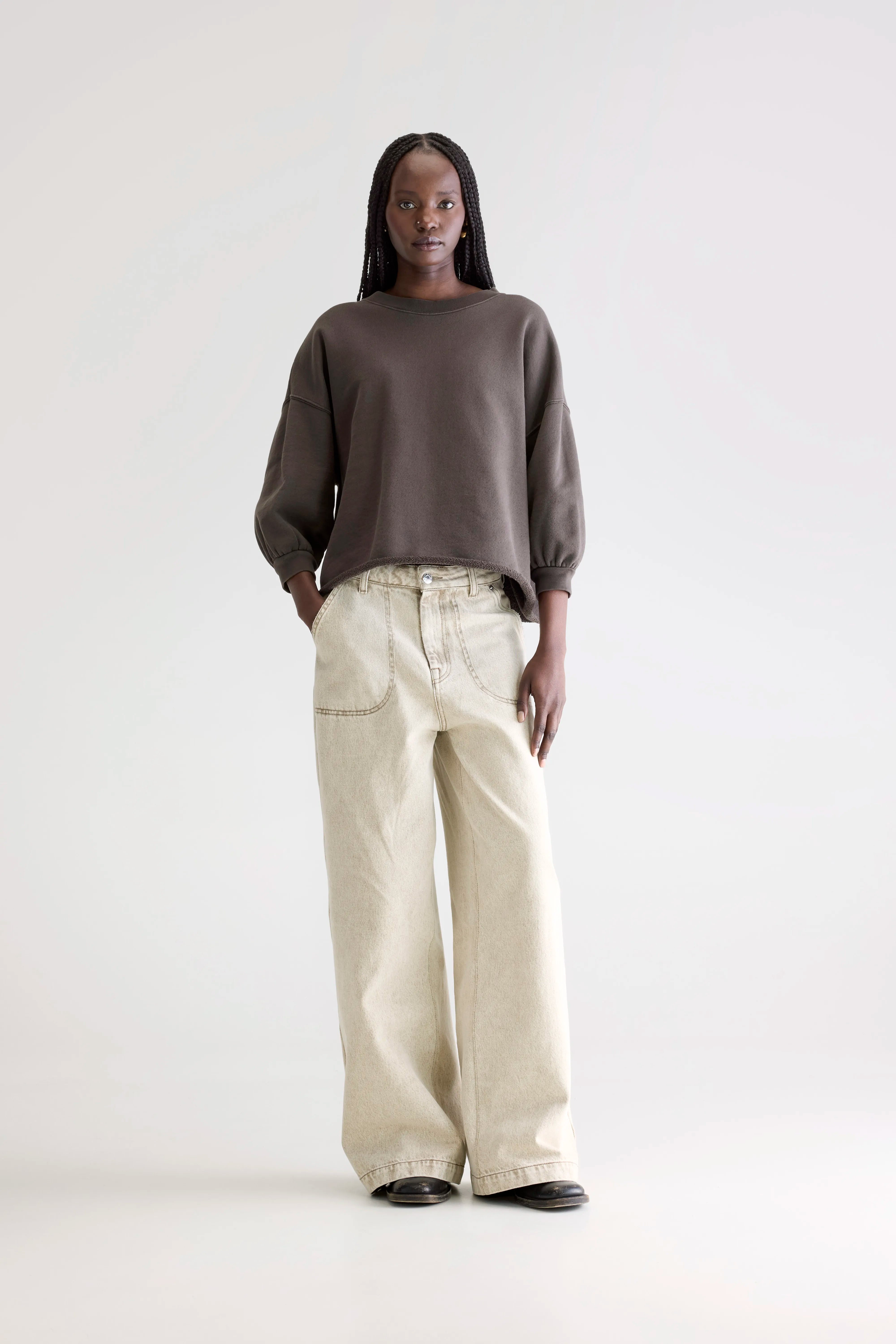Vicske Crewneck Sweatshirt - Dark roast For Women | Bellerose