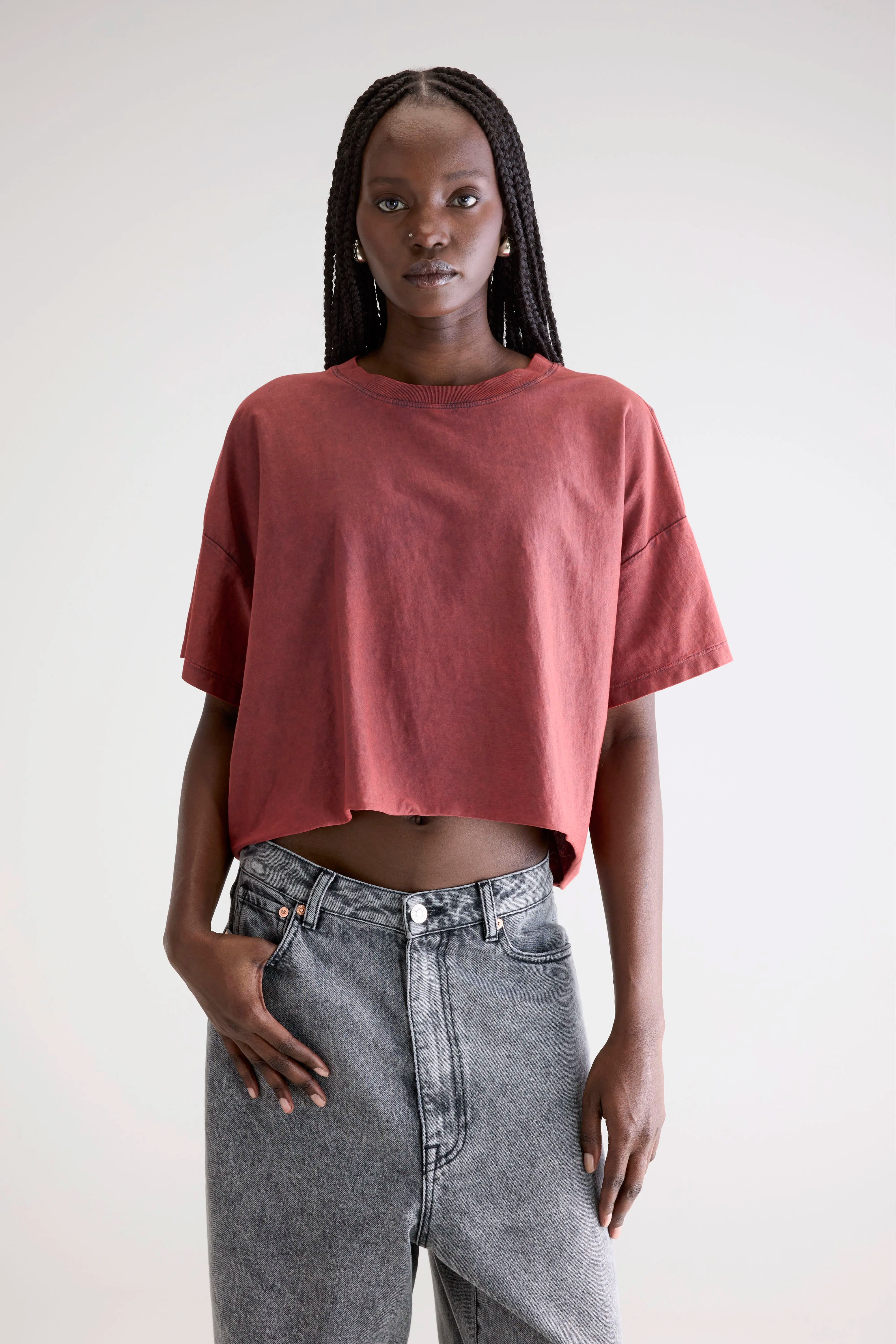 Farpy Cropped T-shirt - Wine Voor Dames | Bellerose