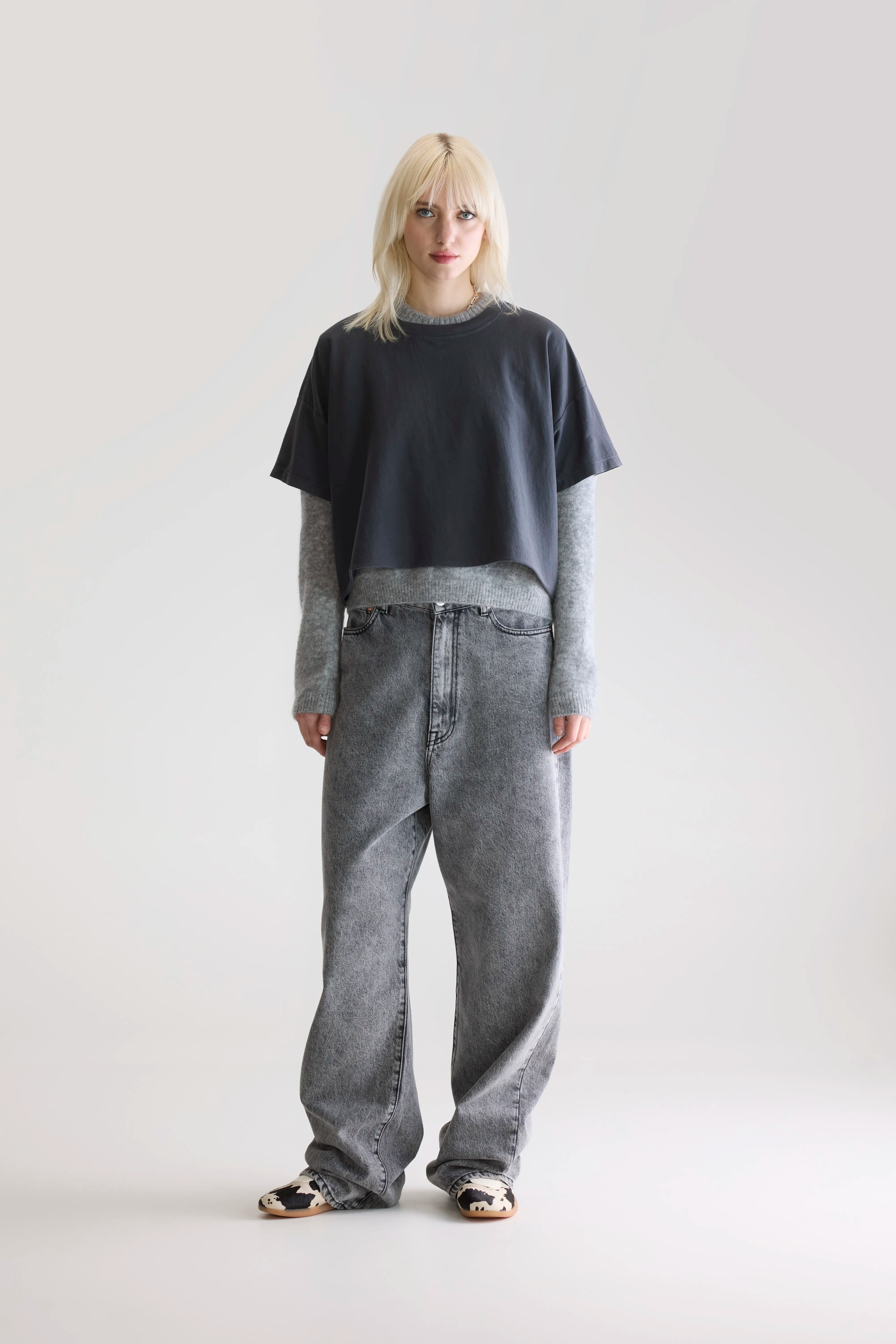 Farpy Cropped T-shirt - Black sand Voor Dames | Bellerose