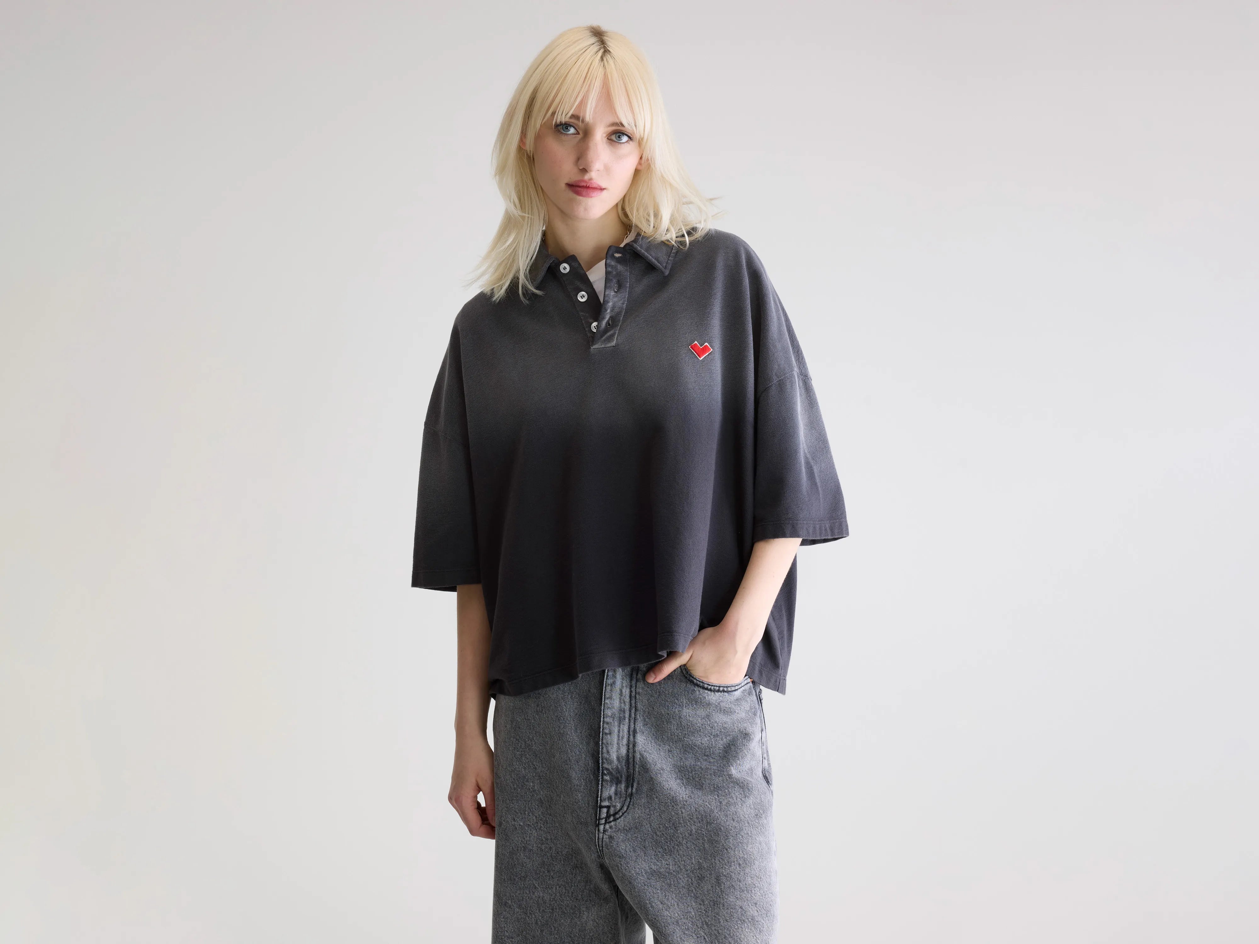 Foolo short-sleeve polo (252 / W / BLACK BLUE)