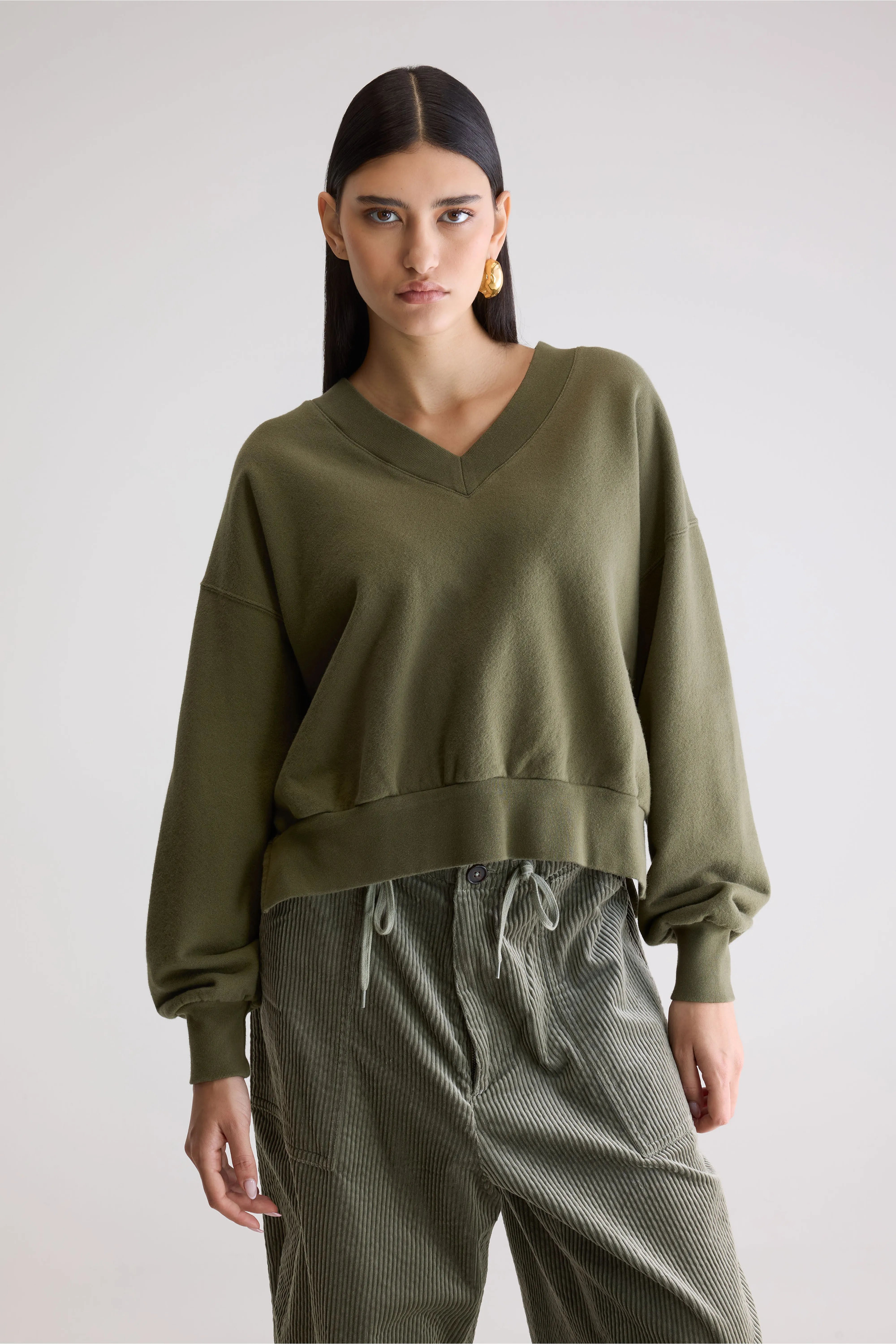 Varola V-neck Sweatshirt - Olive For Women | Bellerose