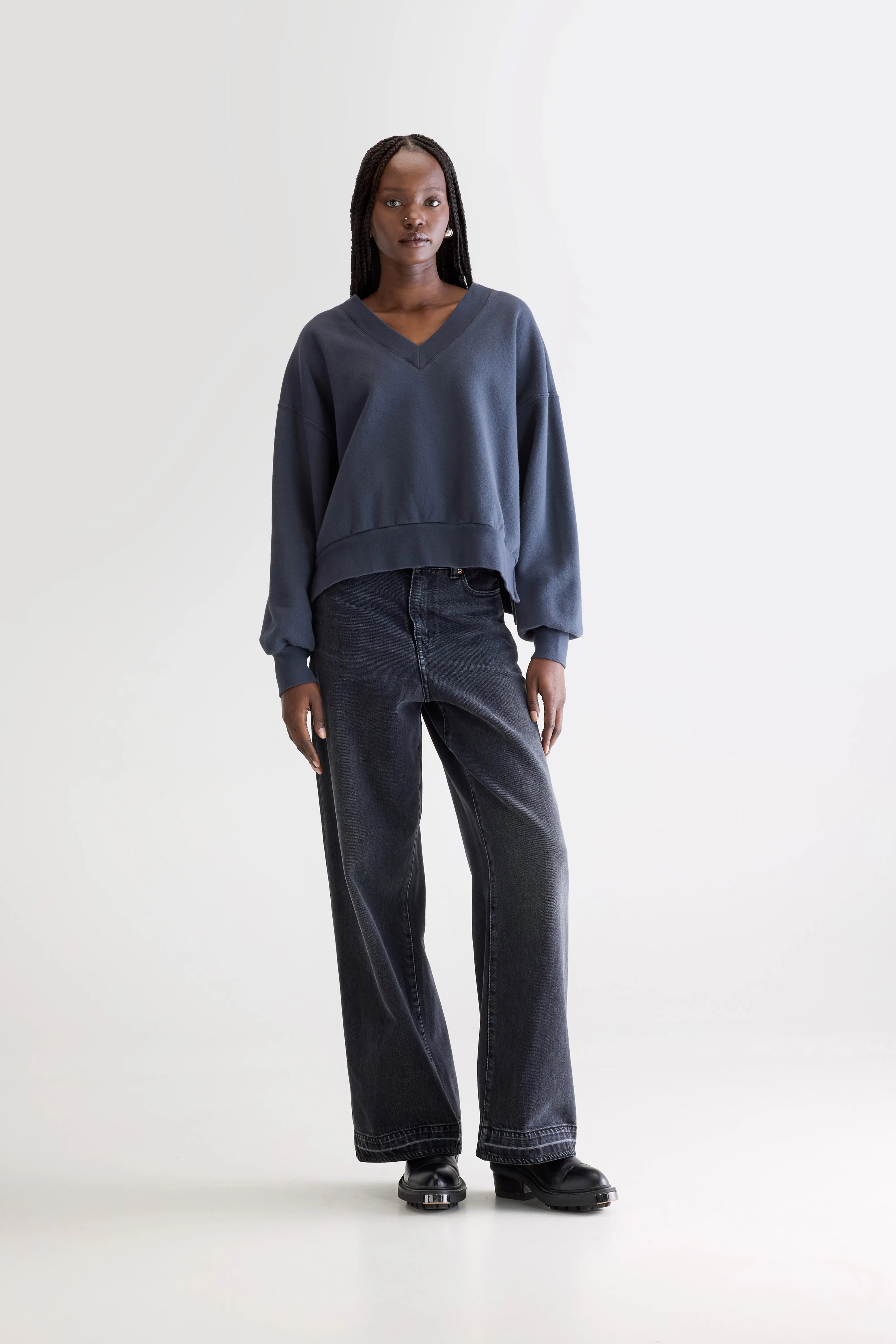 Varola Sweatshirt Met V-hals - Navy Voor Dames | Bellerose