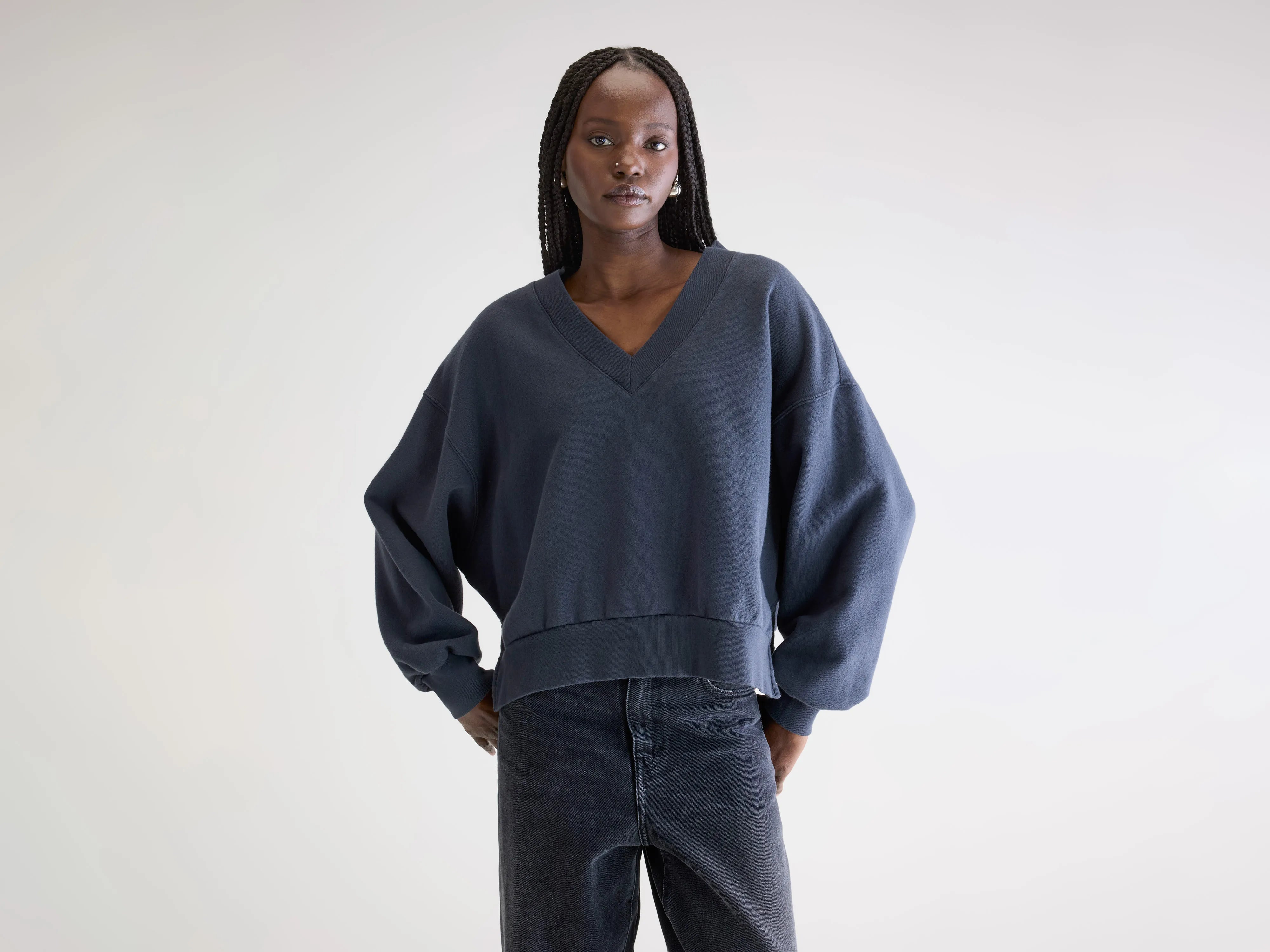 Varola sweatshirt met v-hals (262 / W / NAVY)