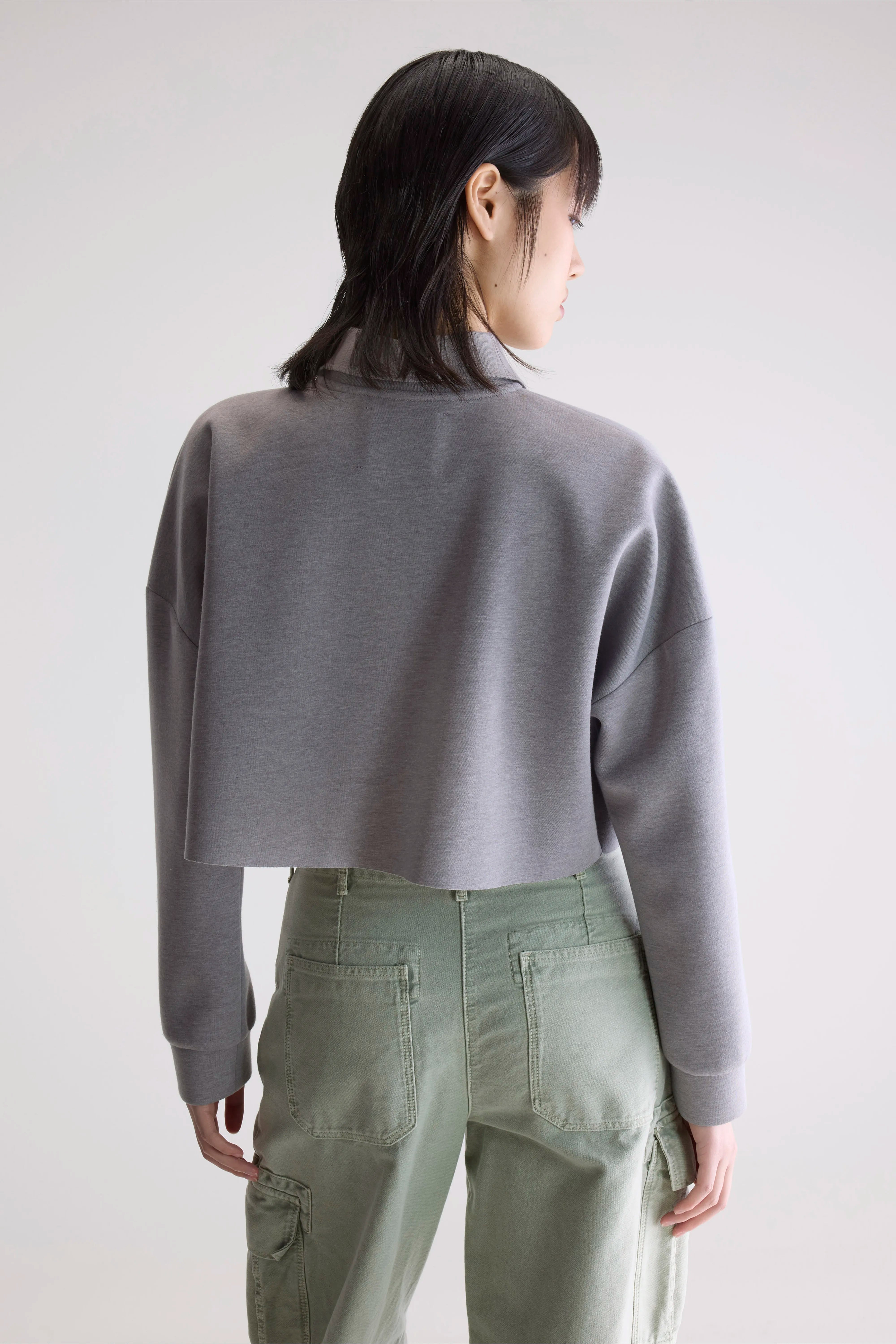 Julo cropped zip polo (252 / W / H. GREY)