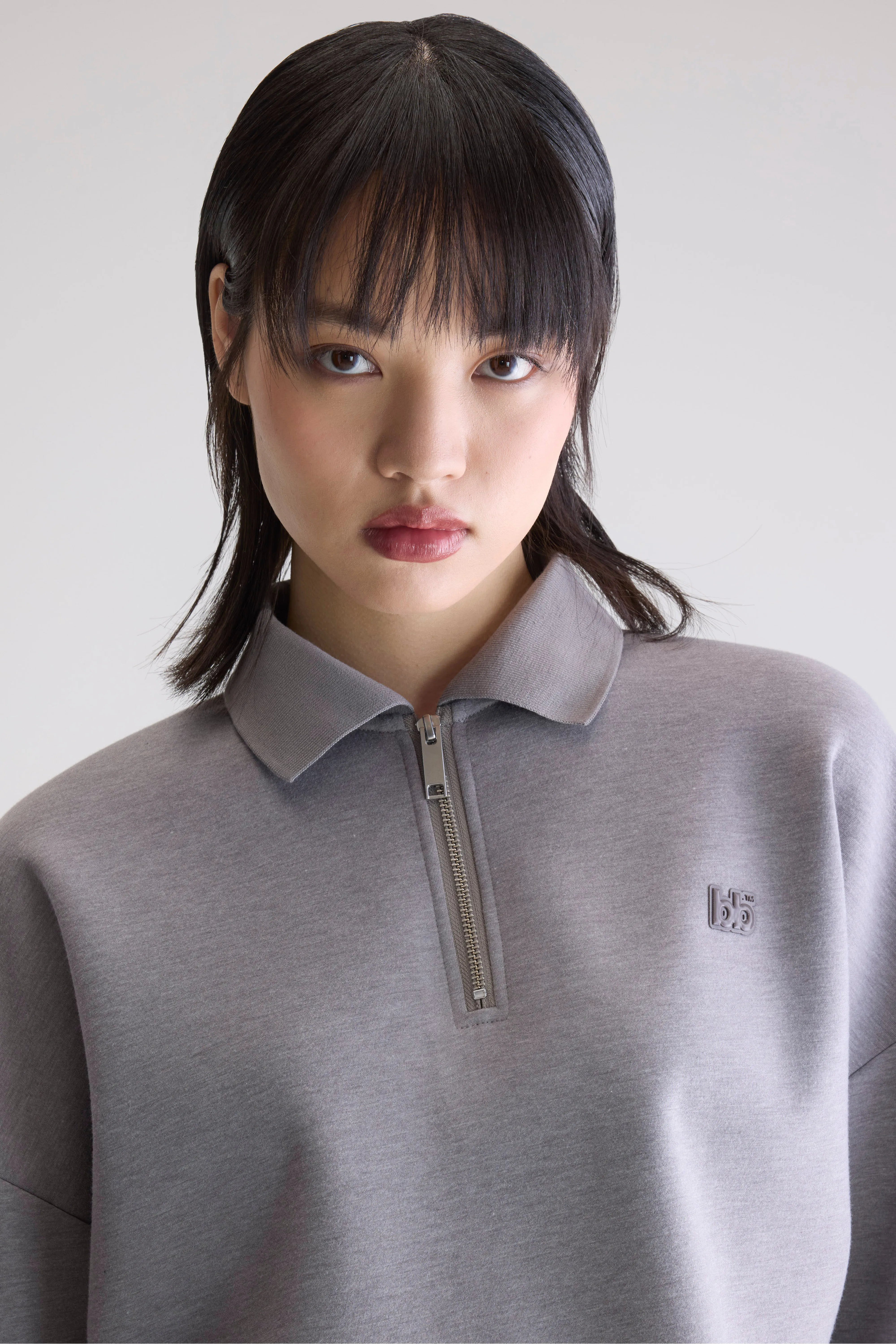 Julo Cropped Zip Polo - H. grey For Women | Bellerose