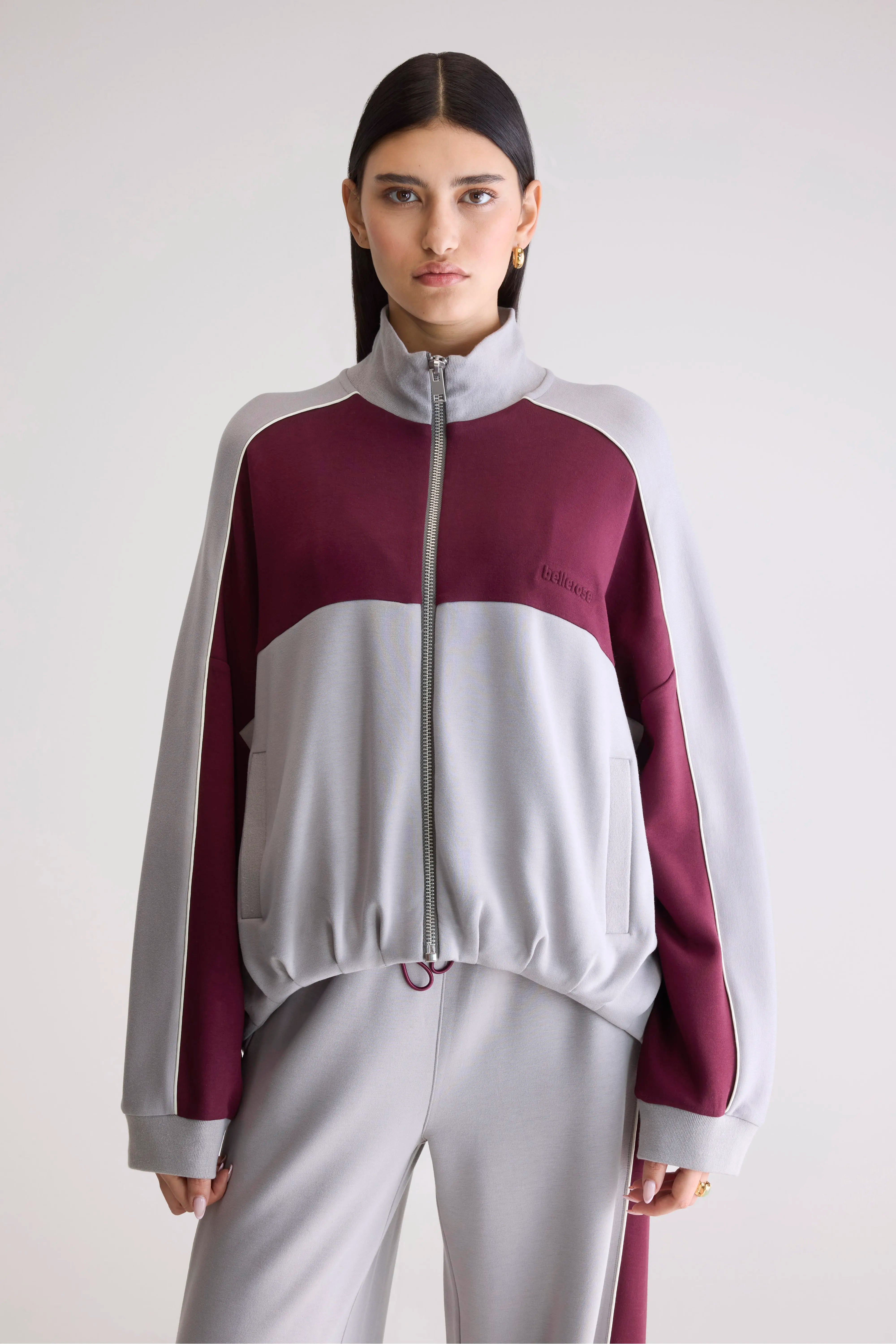 Tallic Zip-up Sweatshirt - Fog / Wine For Women | Bellerose