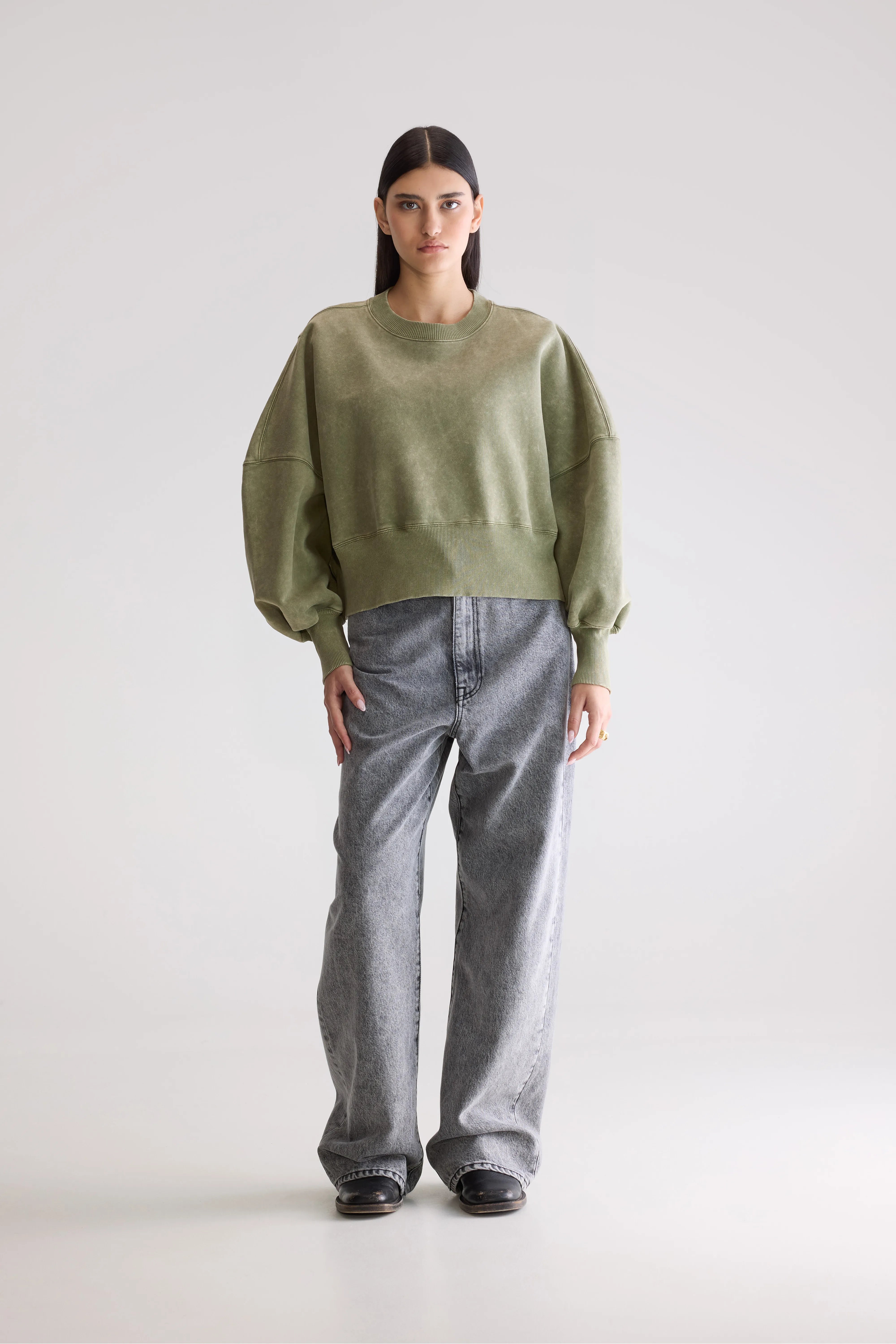 Salva Cropped Sweatshirt - Army For Women | Bellerose