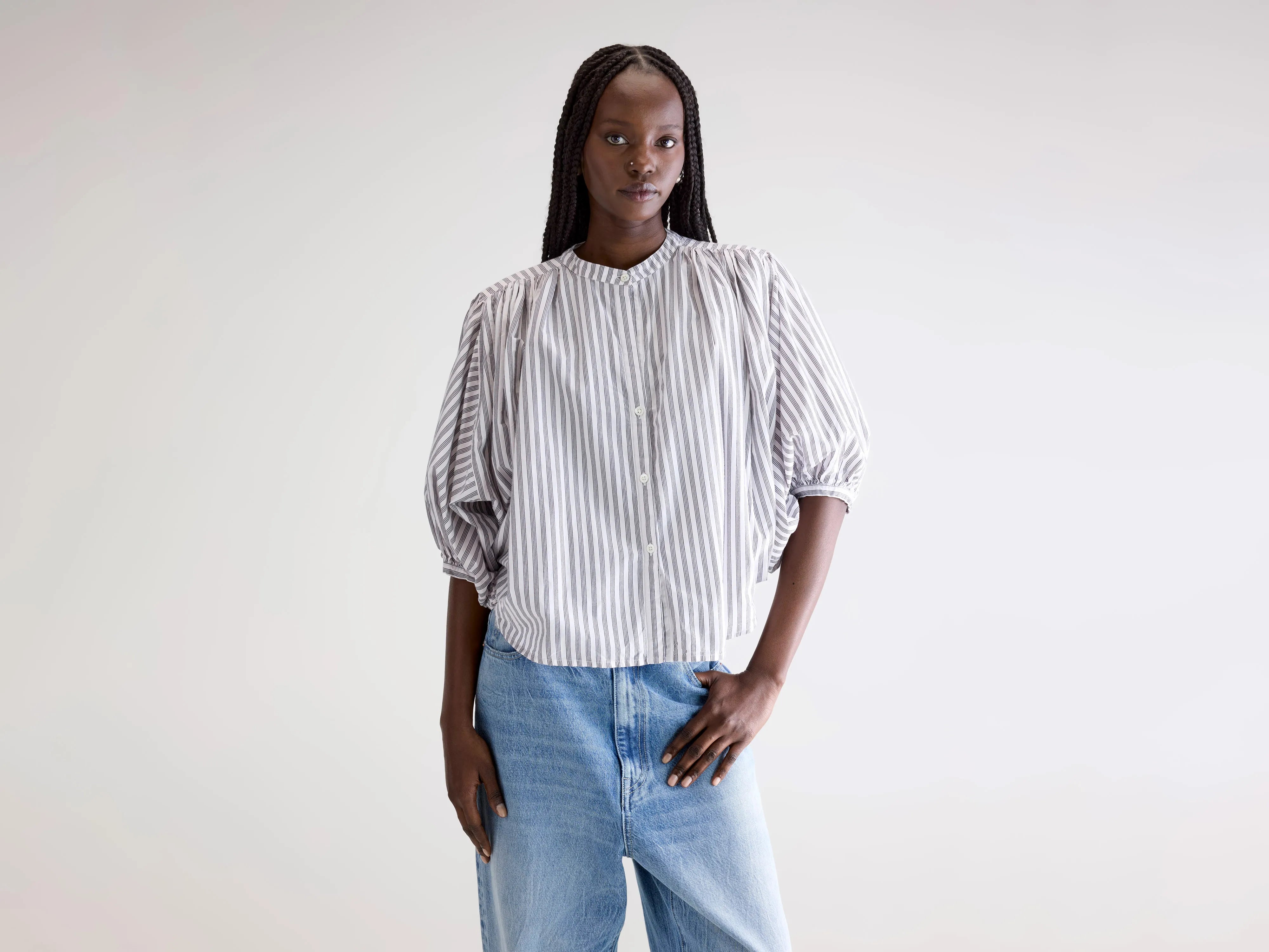 Blouse cropped Ink (252 / W / STRIPE A)