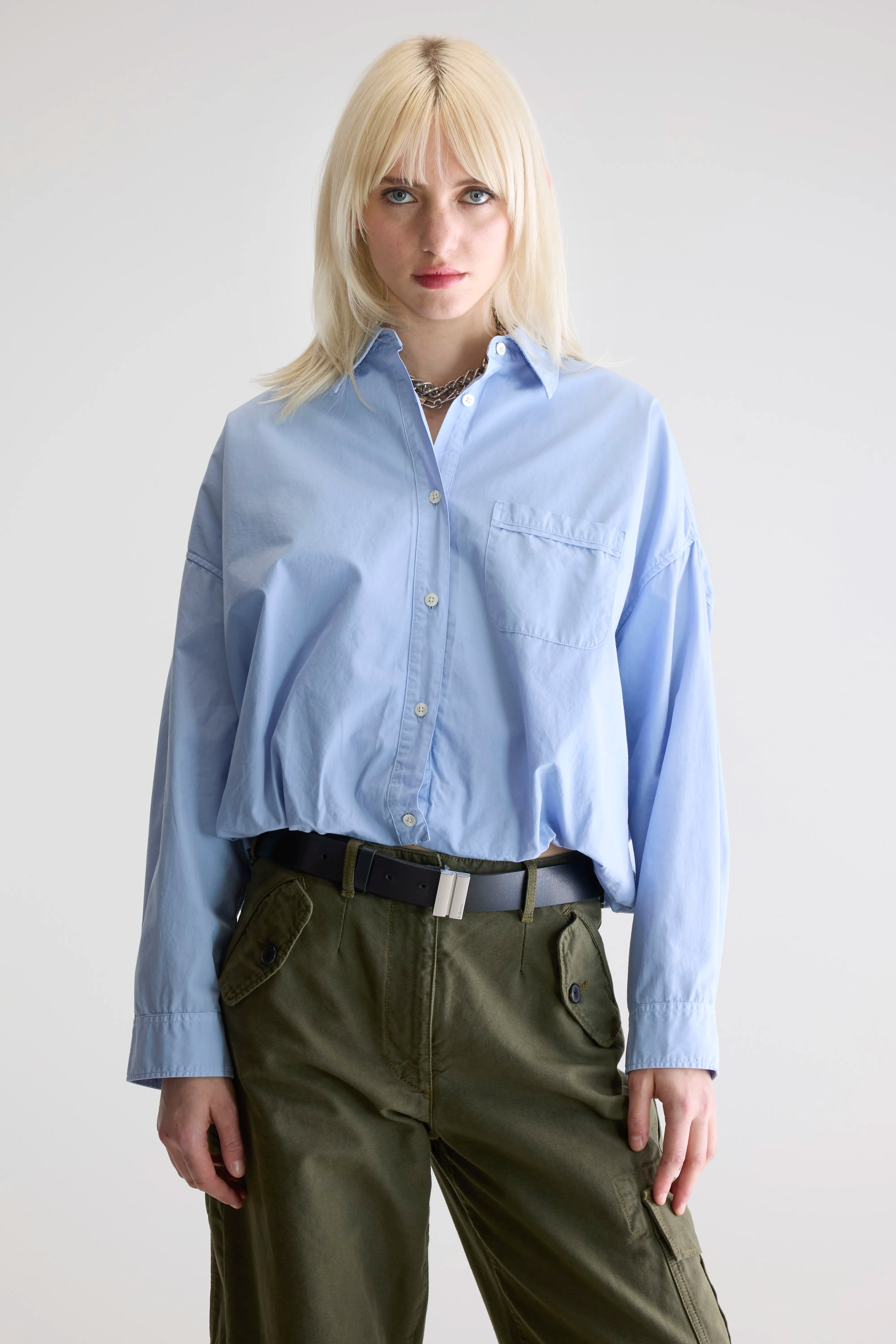 Chemise Cropped Graham - Sky Pour Femme | Bellerose