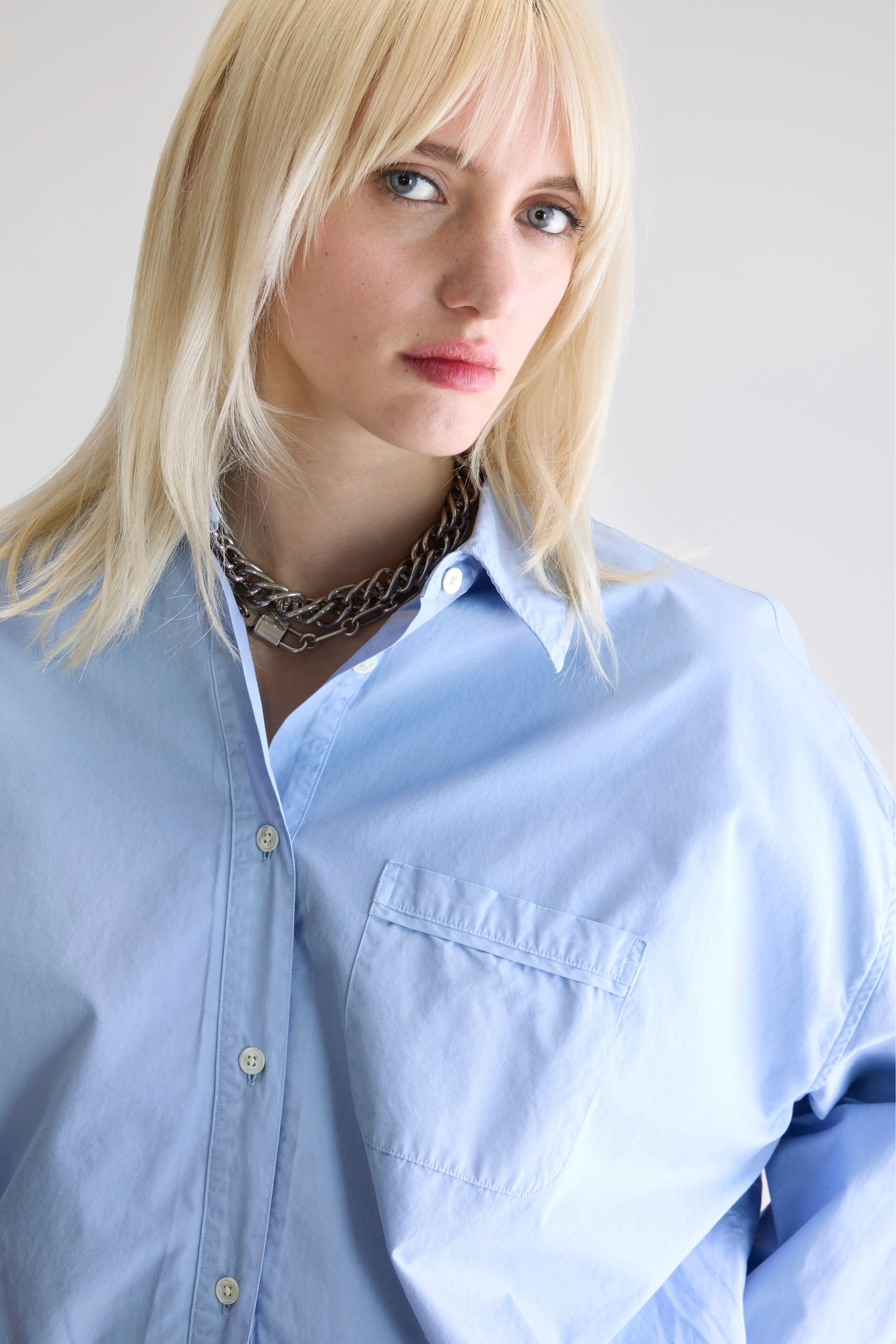 Chemise Cropped Graham - Sky Pour Femme | Bellerose