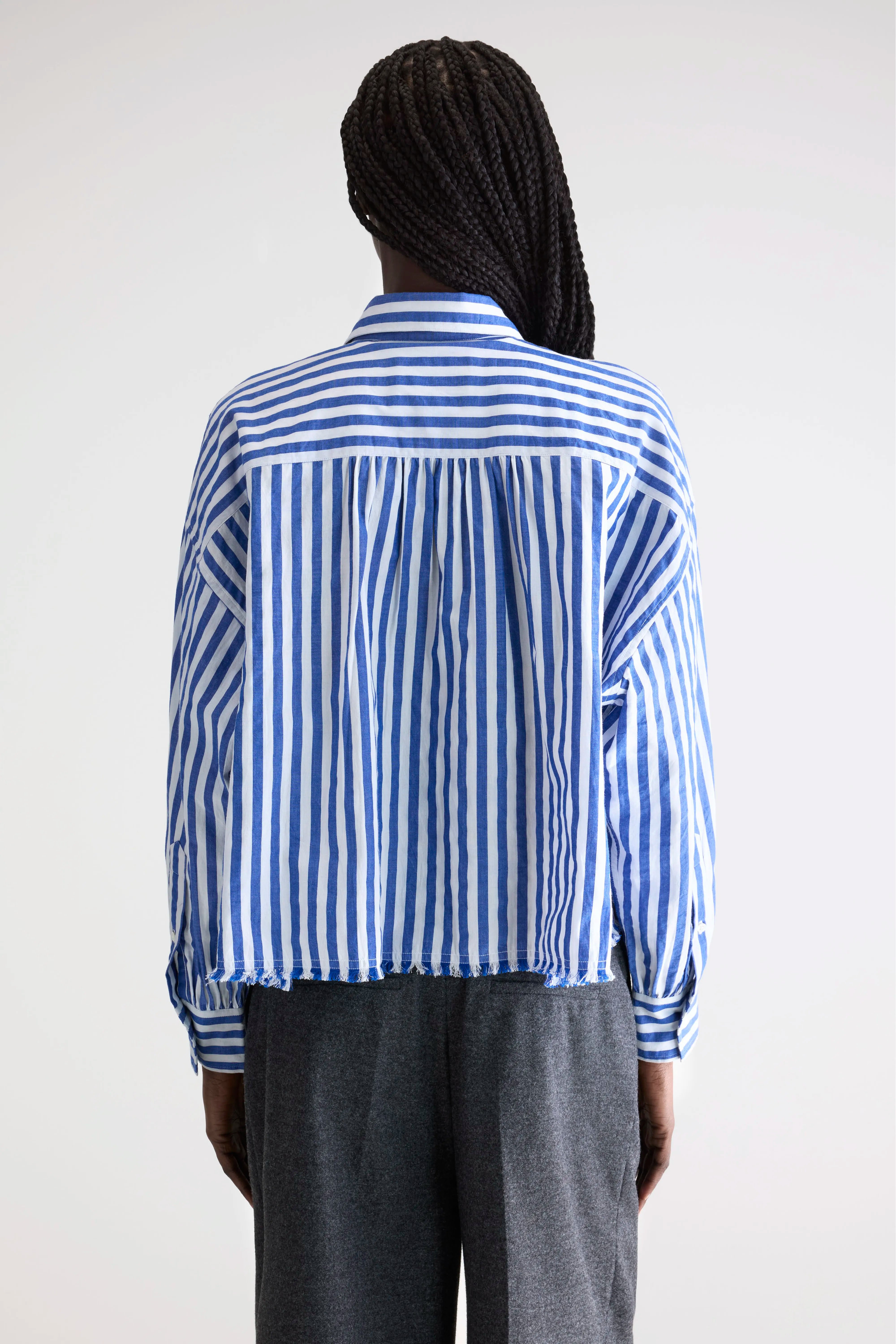 Kraft Cropped Poplin Shirt - Stripe a For Women | Bellerose