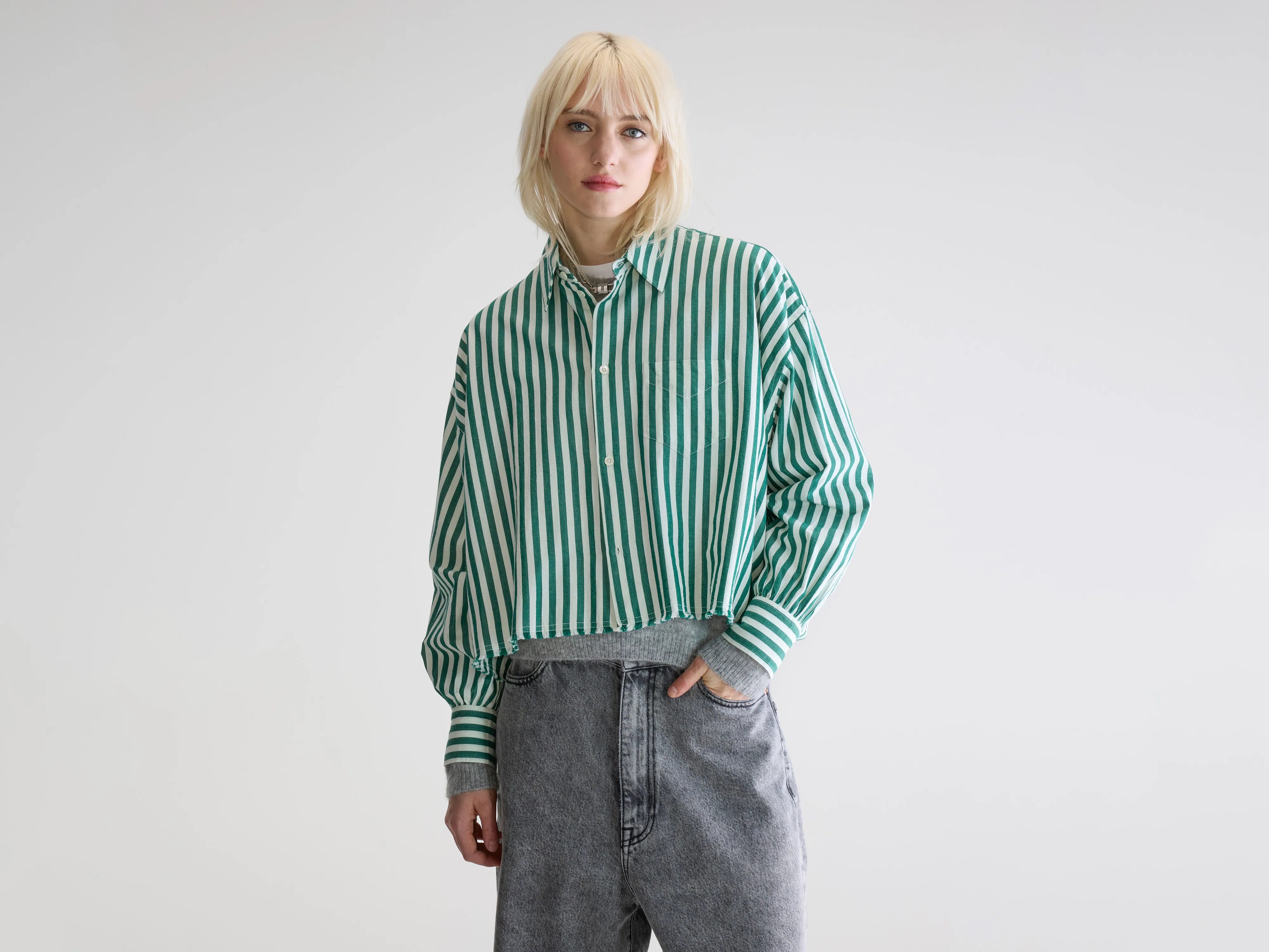 Kraft cropped popeline hemd (252 / W / STRIPE B)