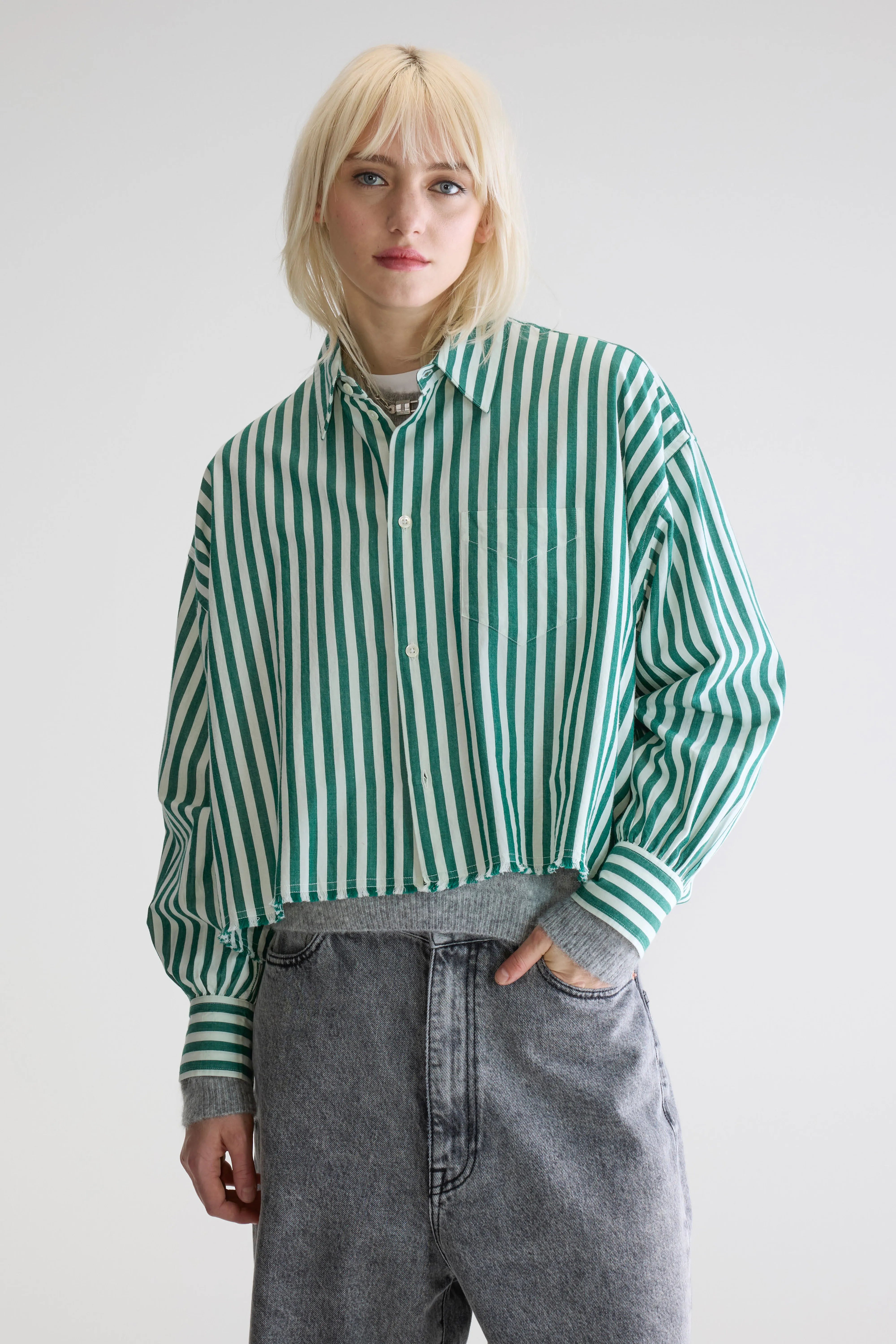 Kraft Cropped Popeline Hemd - Stripe b Voor Dames | Bellerose
