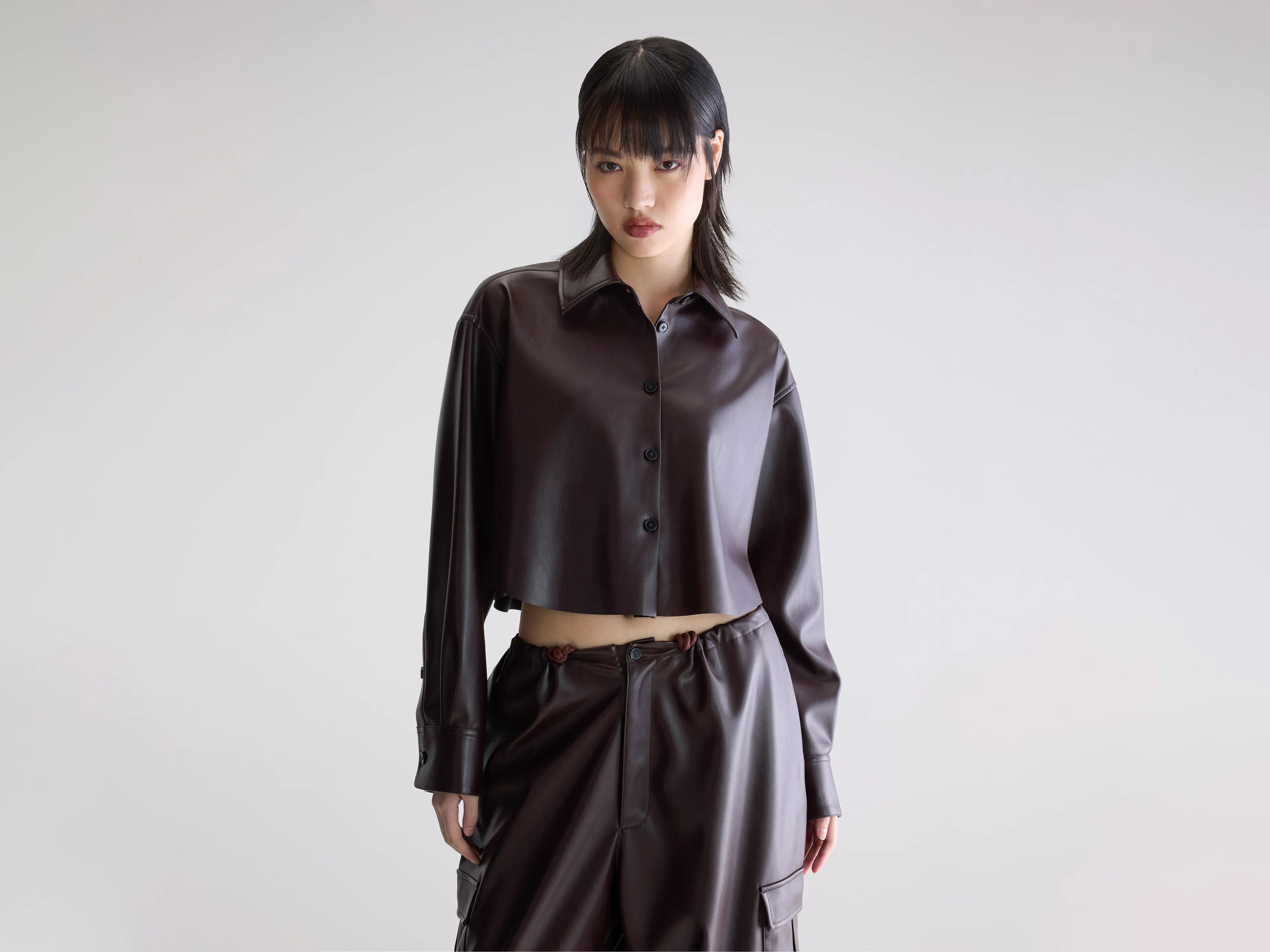 Johann faux leather shirt (252 / W / EBENE)