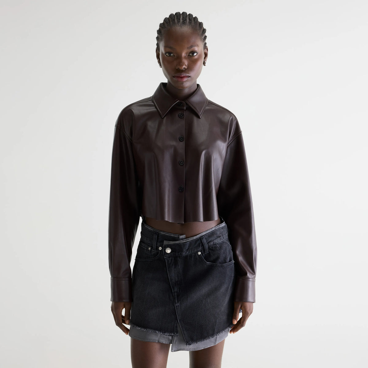 Cropped faux leather shirt for women | Bellerose