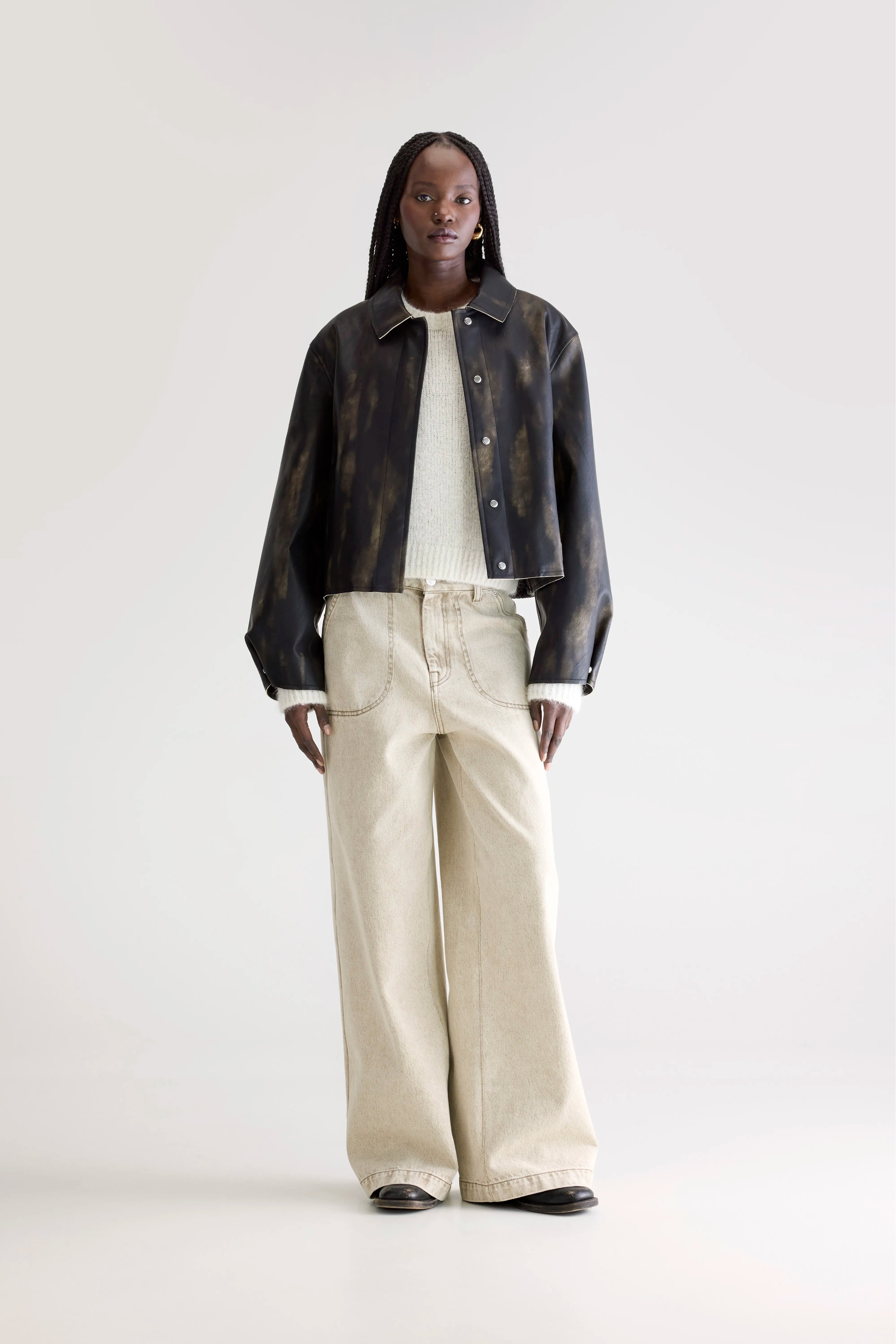 Veste En Simili-cuir Harred - Black sand Pour Femme | Bellerose