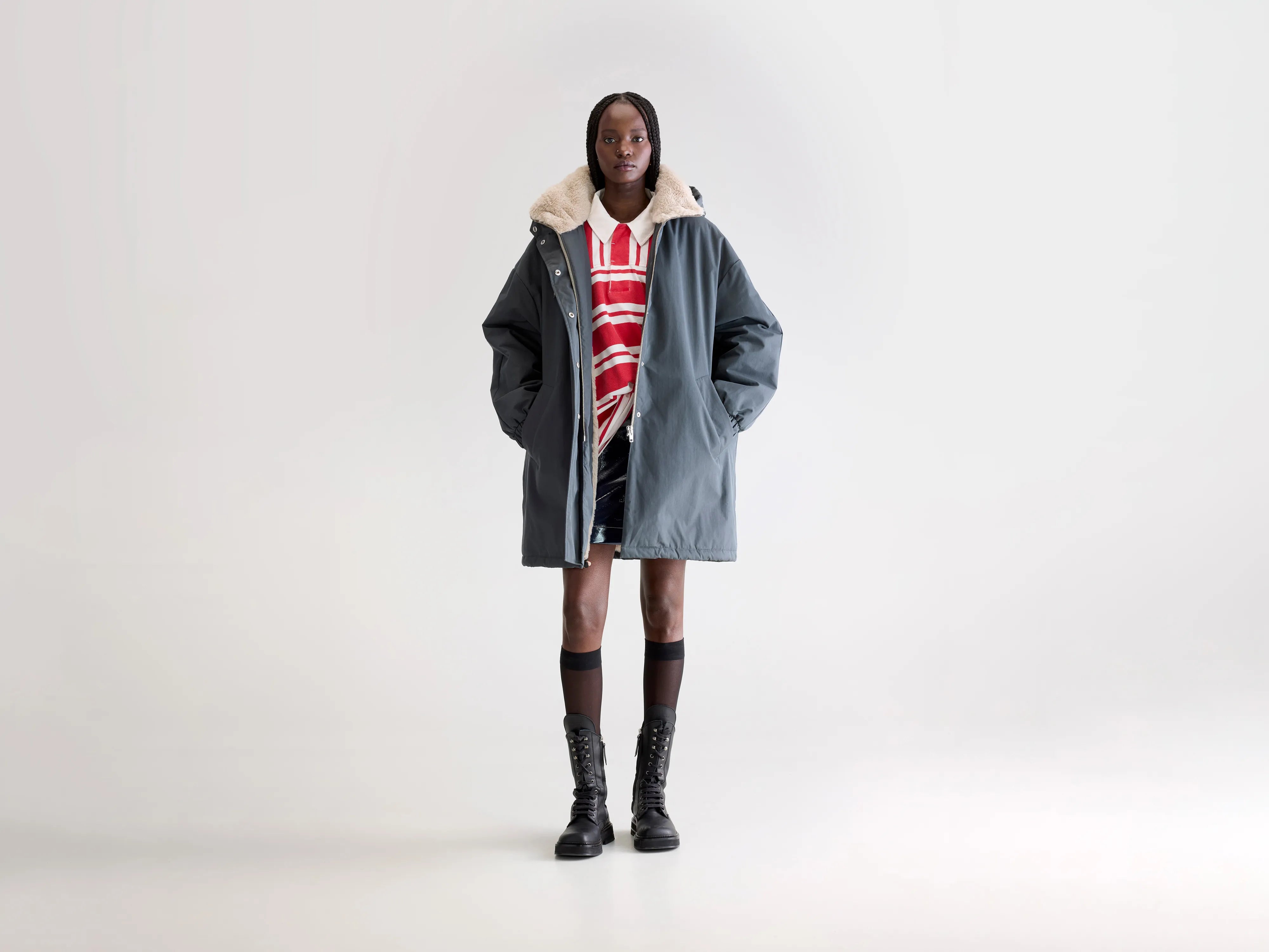 Jade blauwgrijze duffel parka (252 / W / PIRATE)