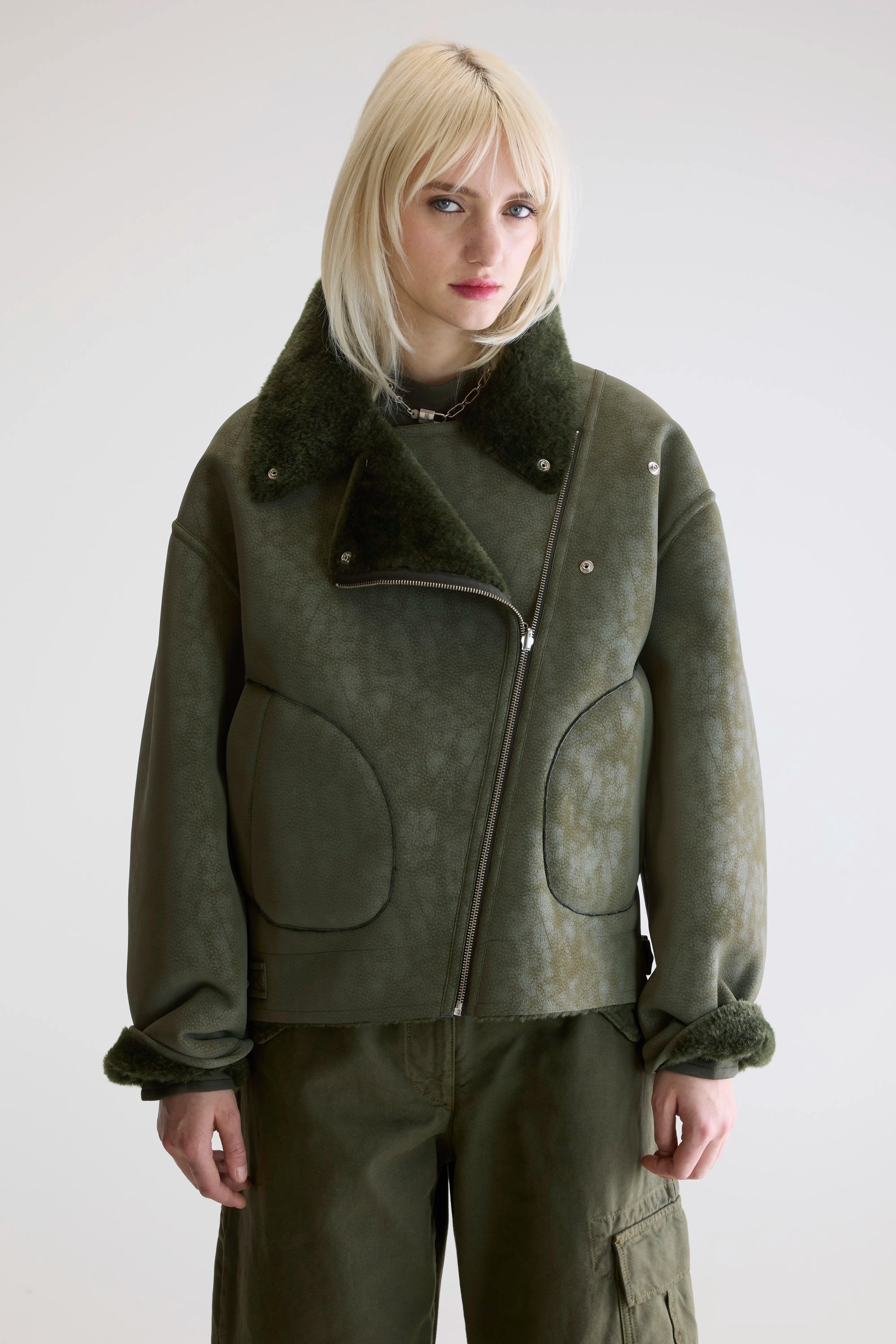 Hedwee Biker Jacket - Forest For Women | Bellerose