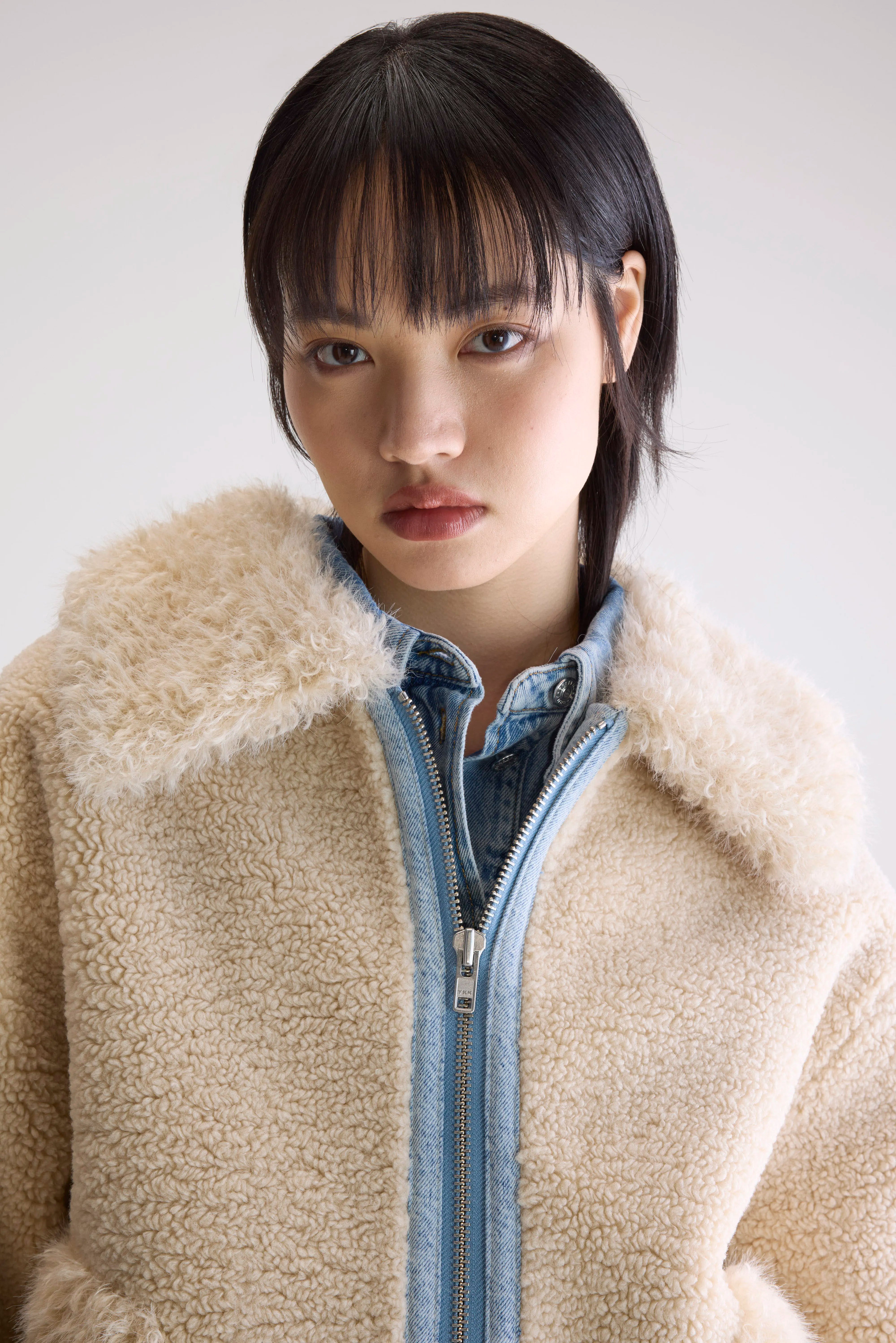 Jakarta faux fur and shearling jacket (252 / W / MINERAL)