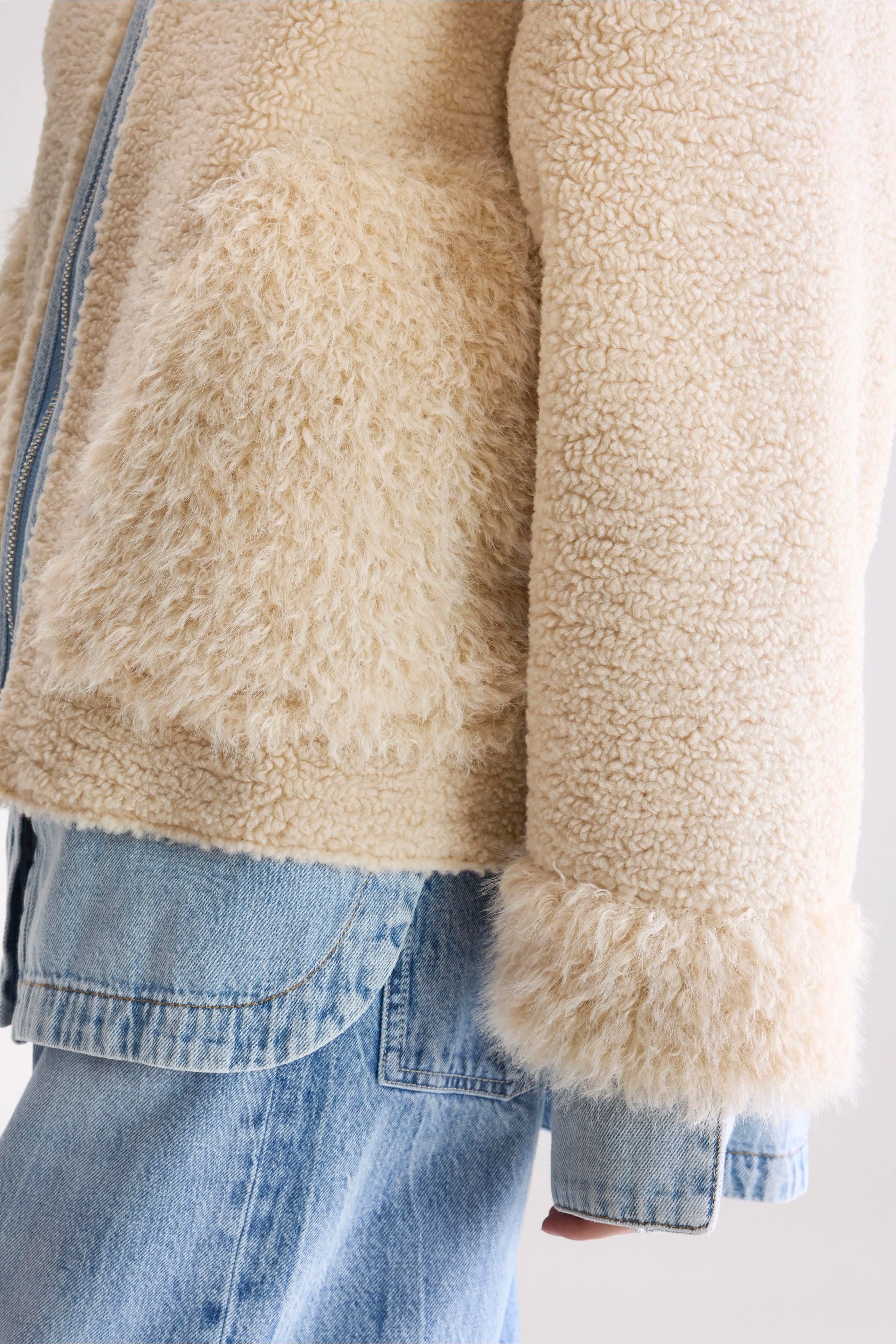 Jakarta faux fur and shearling jacket (252 / W / MINERAL)