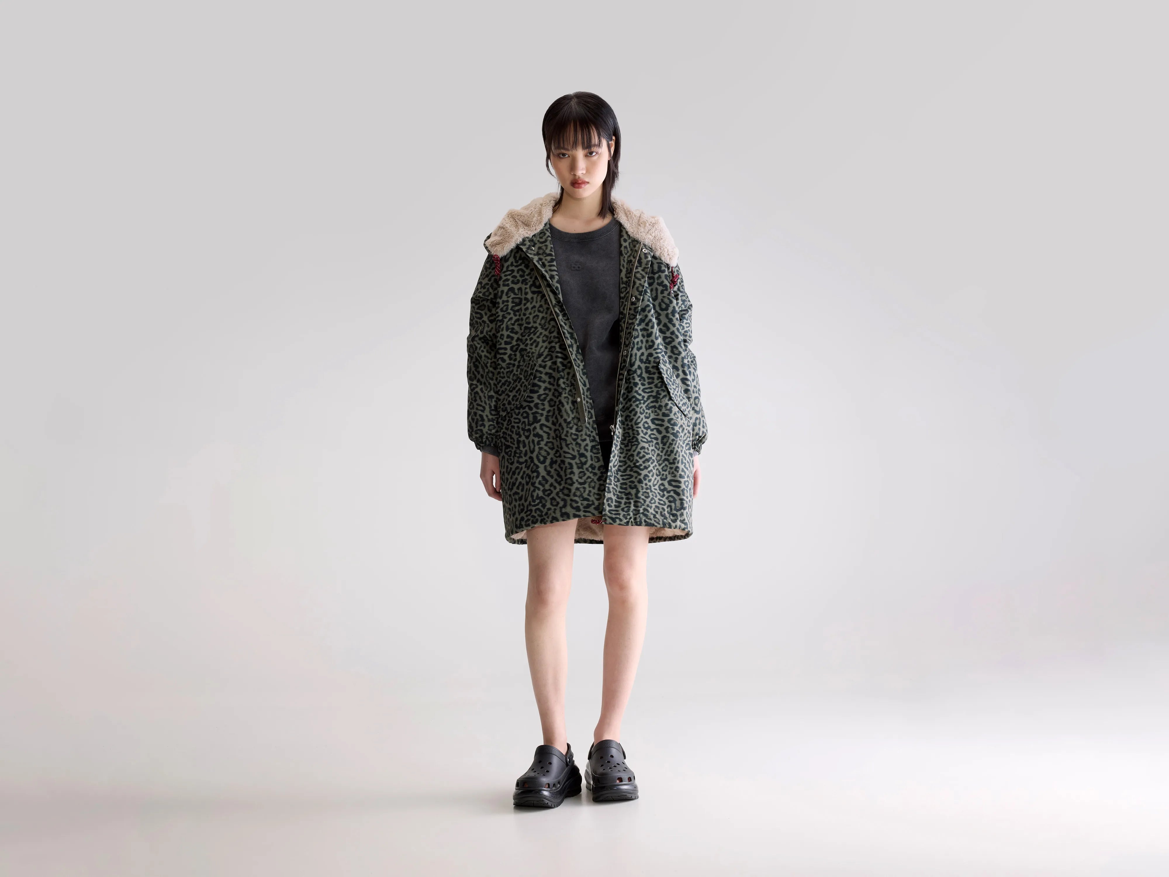 Laos Hooded Parka - Black beauty / Military / Sage For Women | Bellerose