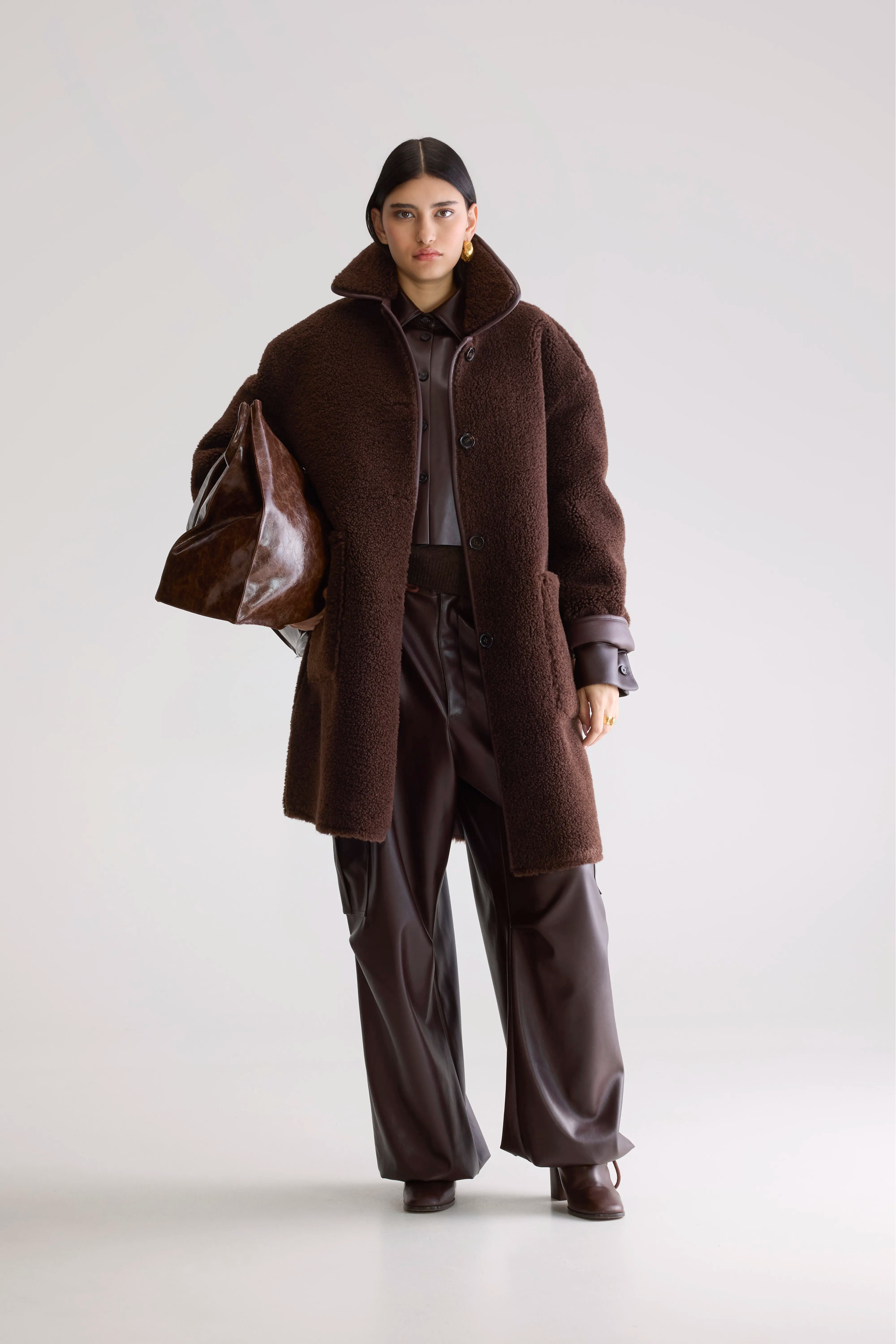 Easton Lange Mantel - Dark roast Voor Dames | Bellerose