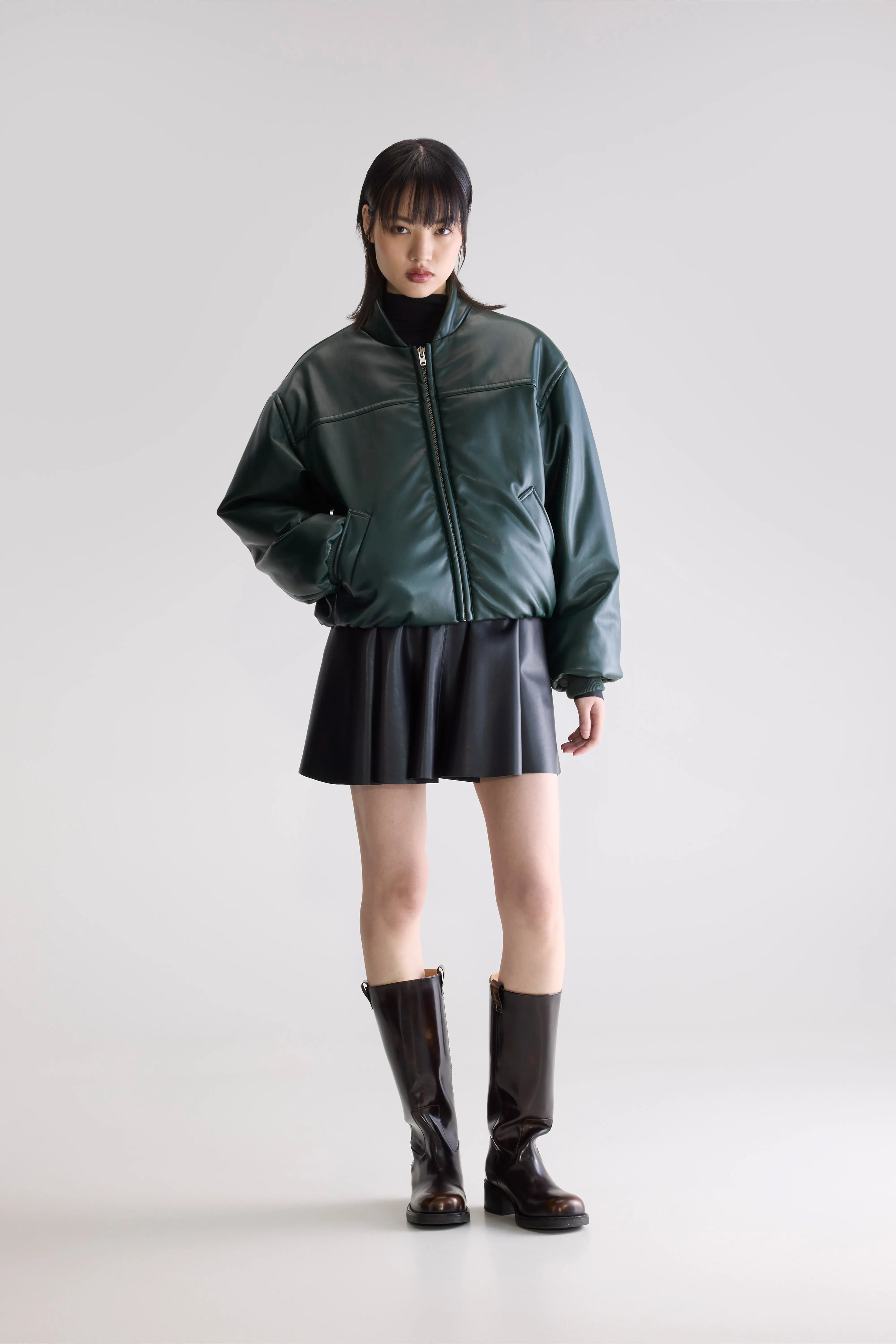 Jacko Faux Leather Bomber Jacket - Hunter For Women | Bellerose