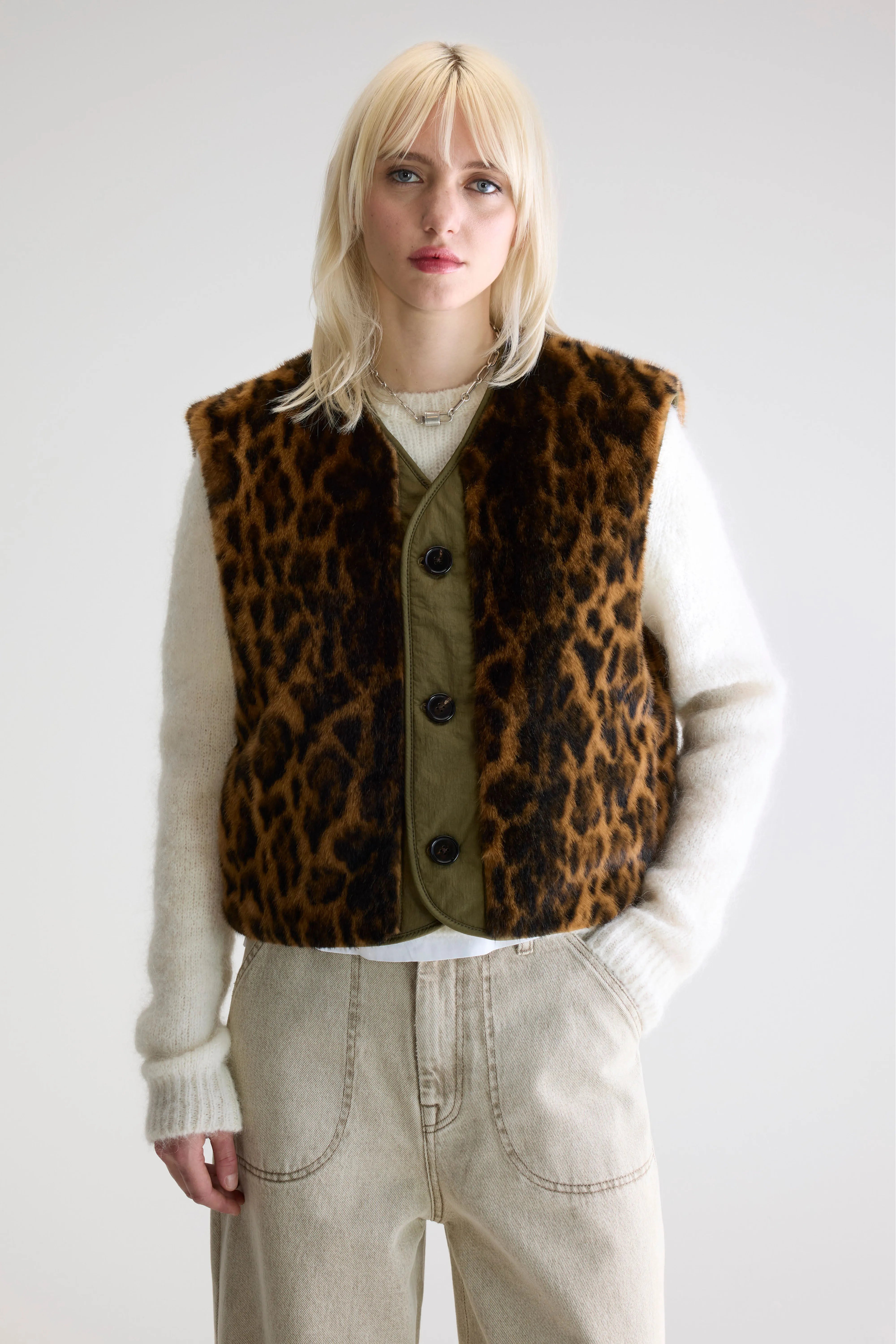 Reversible lang bontjas leopard - Leather City Reversible lang bontjas leopard - Leather City