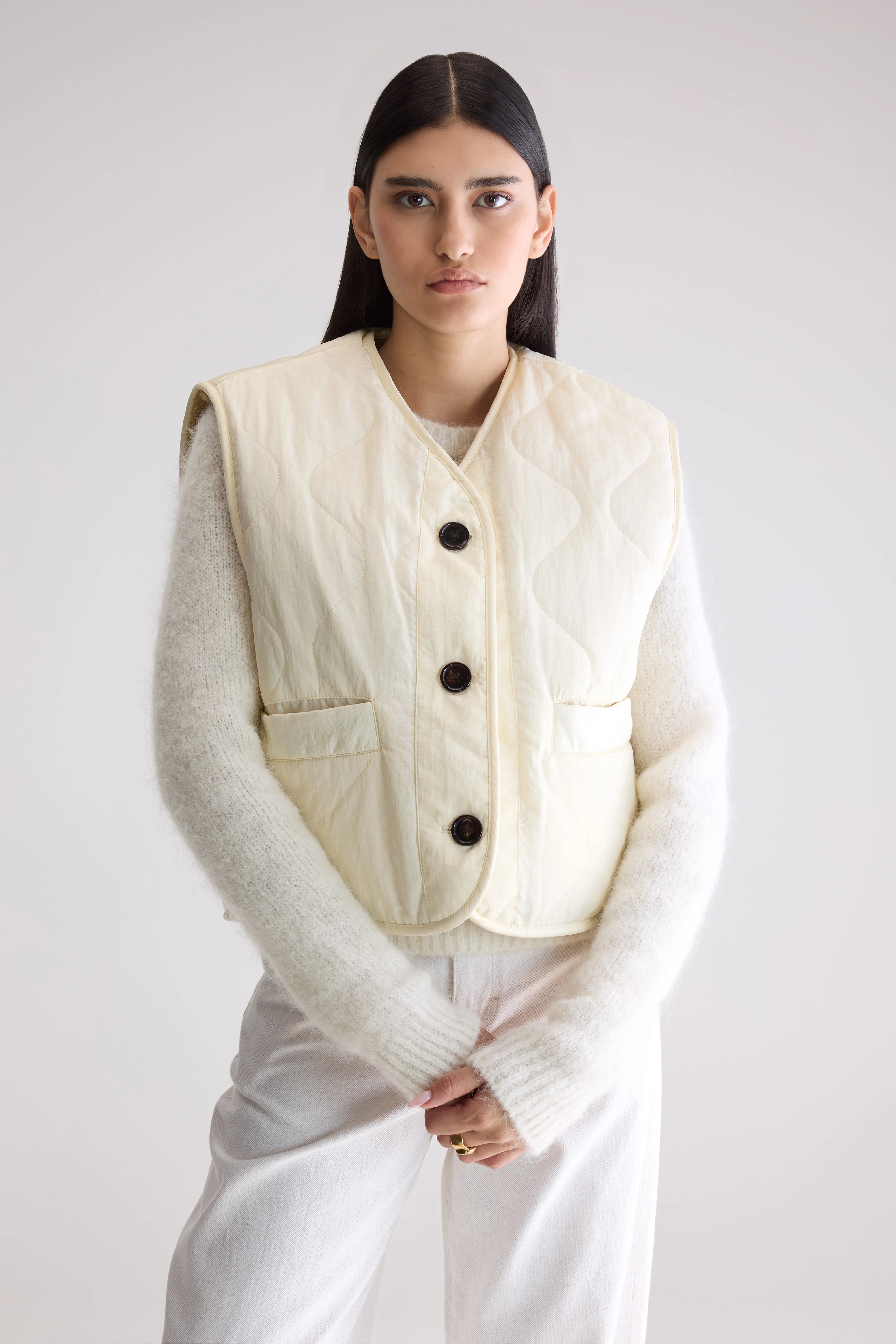 Eloise Sleeveless Jacket - Butter For Women | Bellerose