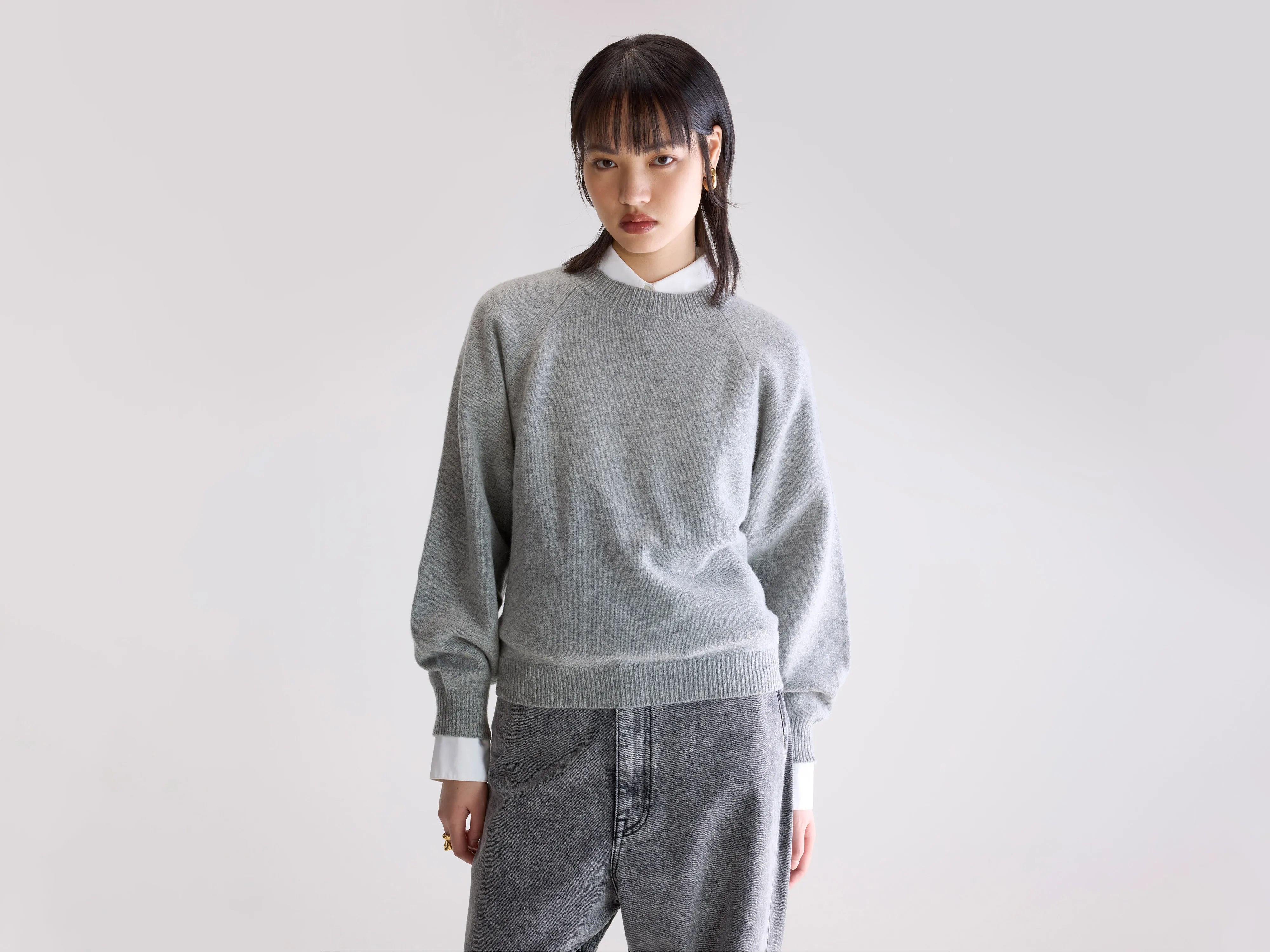 Pull col rond Ameka (252 / W / H. GREY)