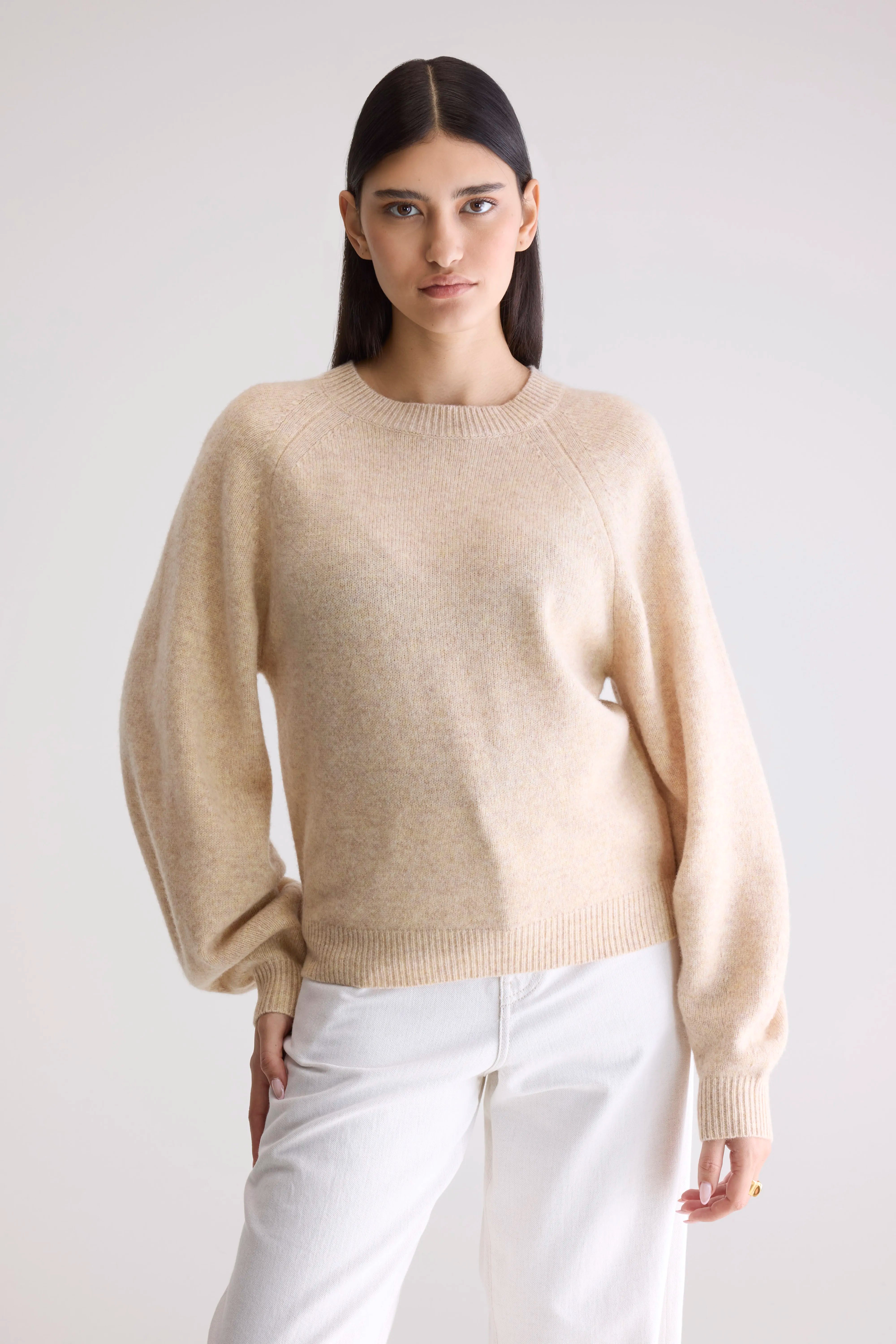Ameka Crewneck Sweater - Beige melange For Women | Bellerose