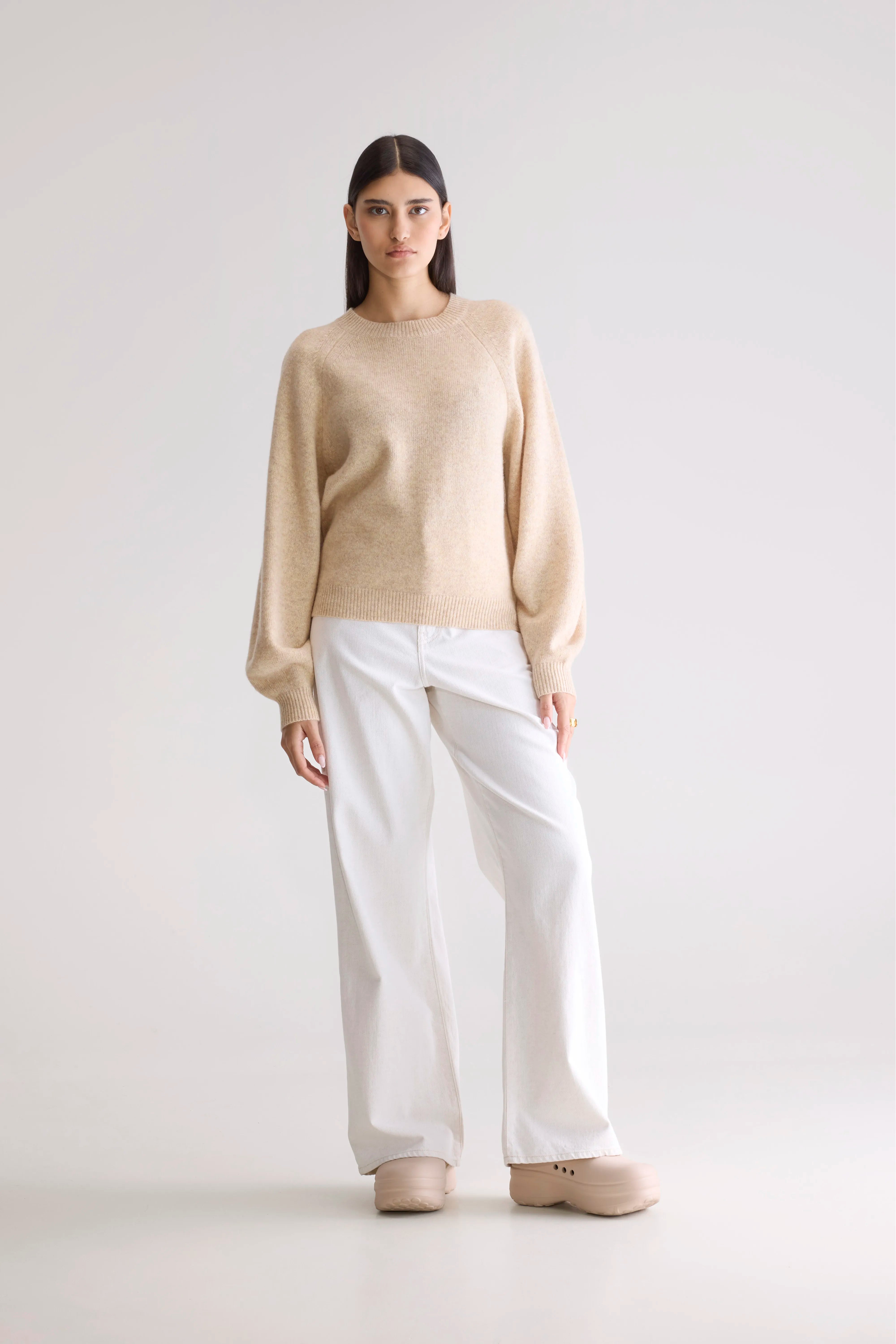 Ameka Crewneck Sweater - Beige melange For Women | Bellerose