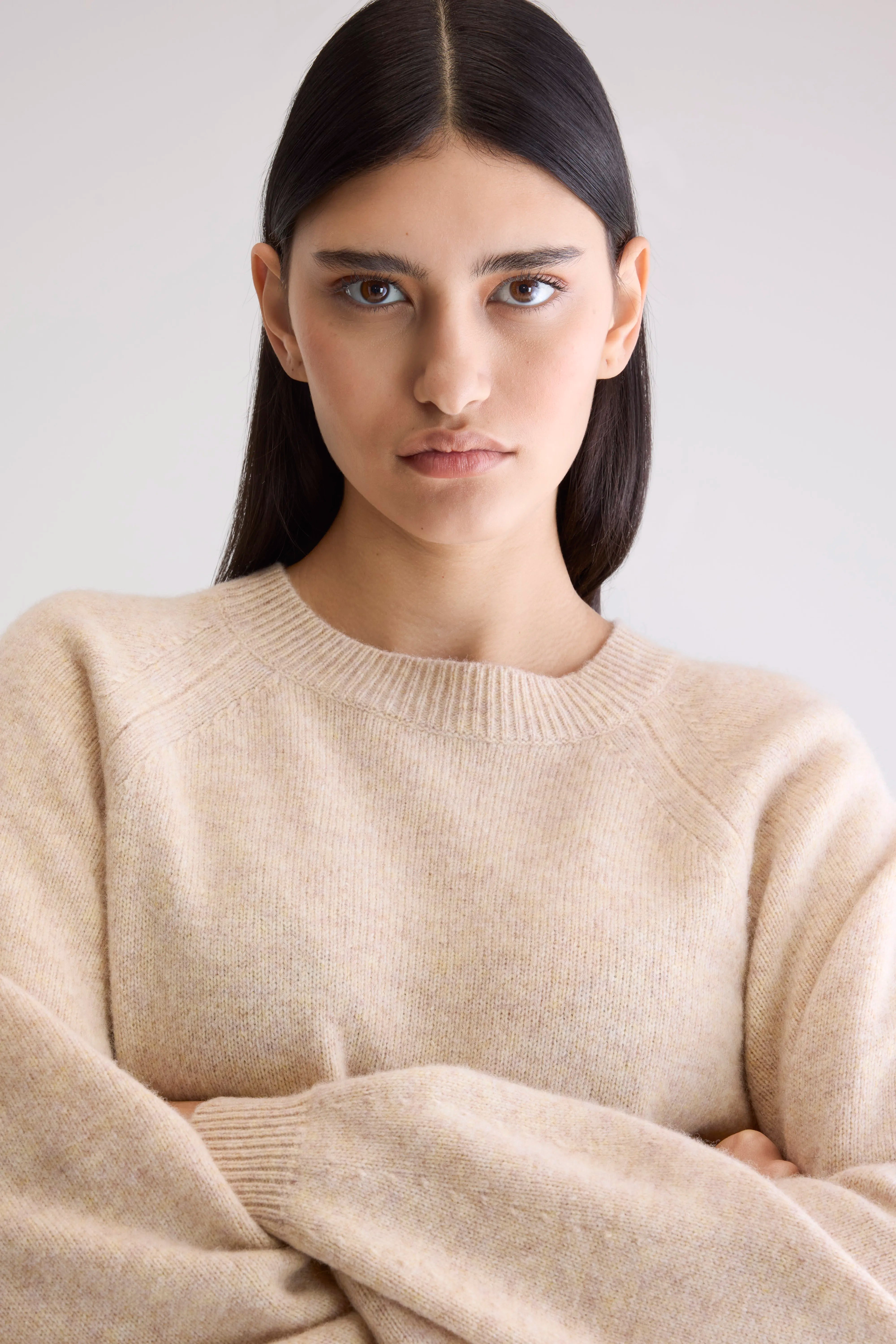Ameka Crewneck Sweater - Beige melange For Women | Bellerose