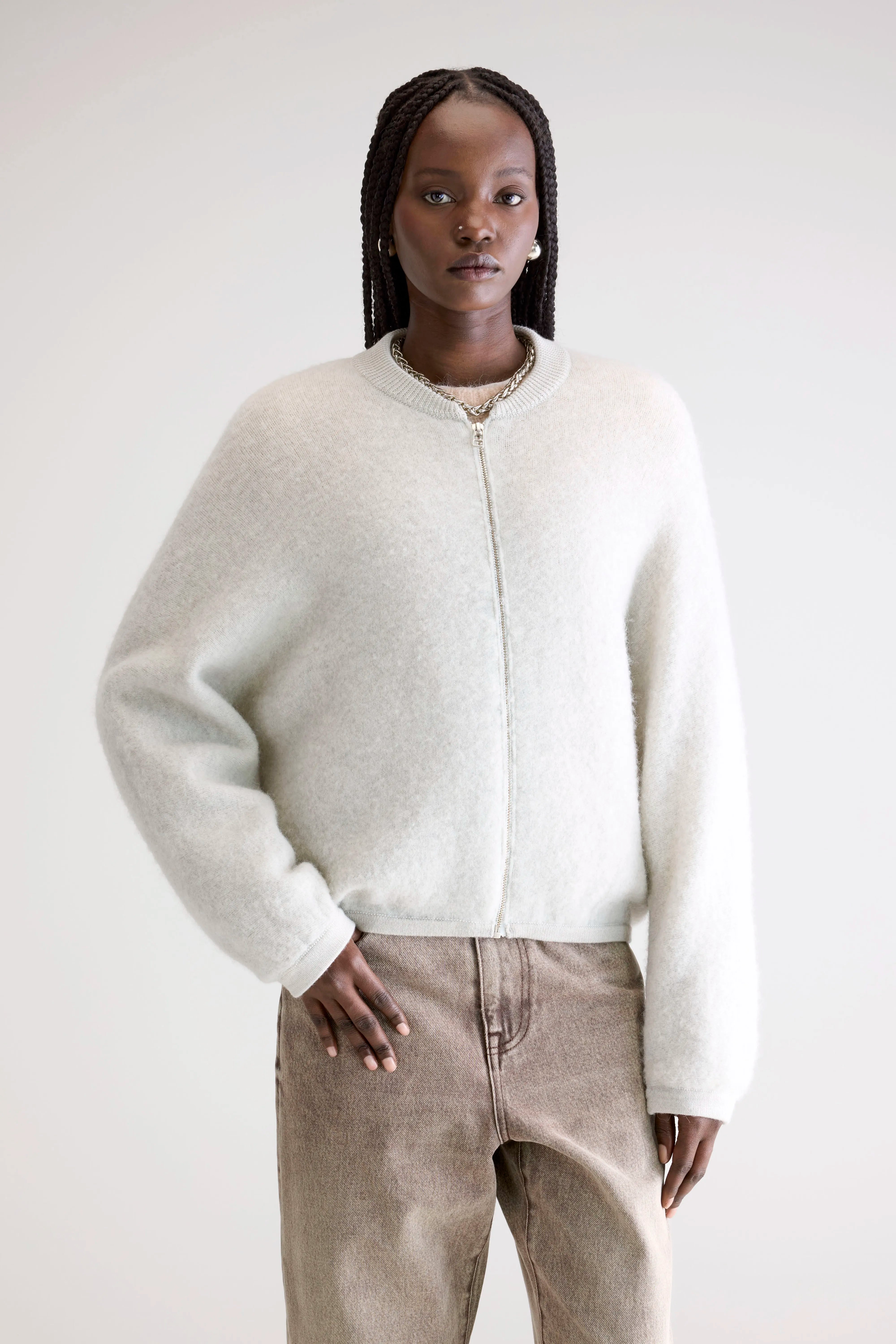 Asedi Cardigan Met Rits - Oyster Voor Dames | Bellerose