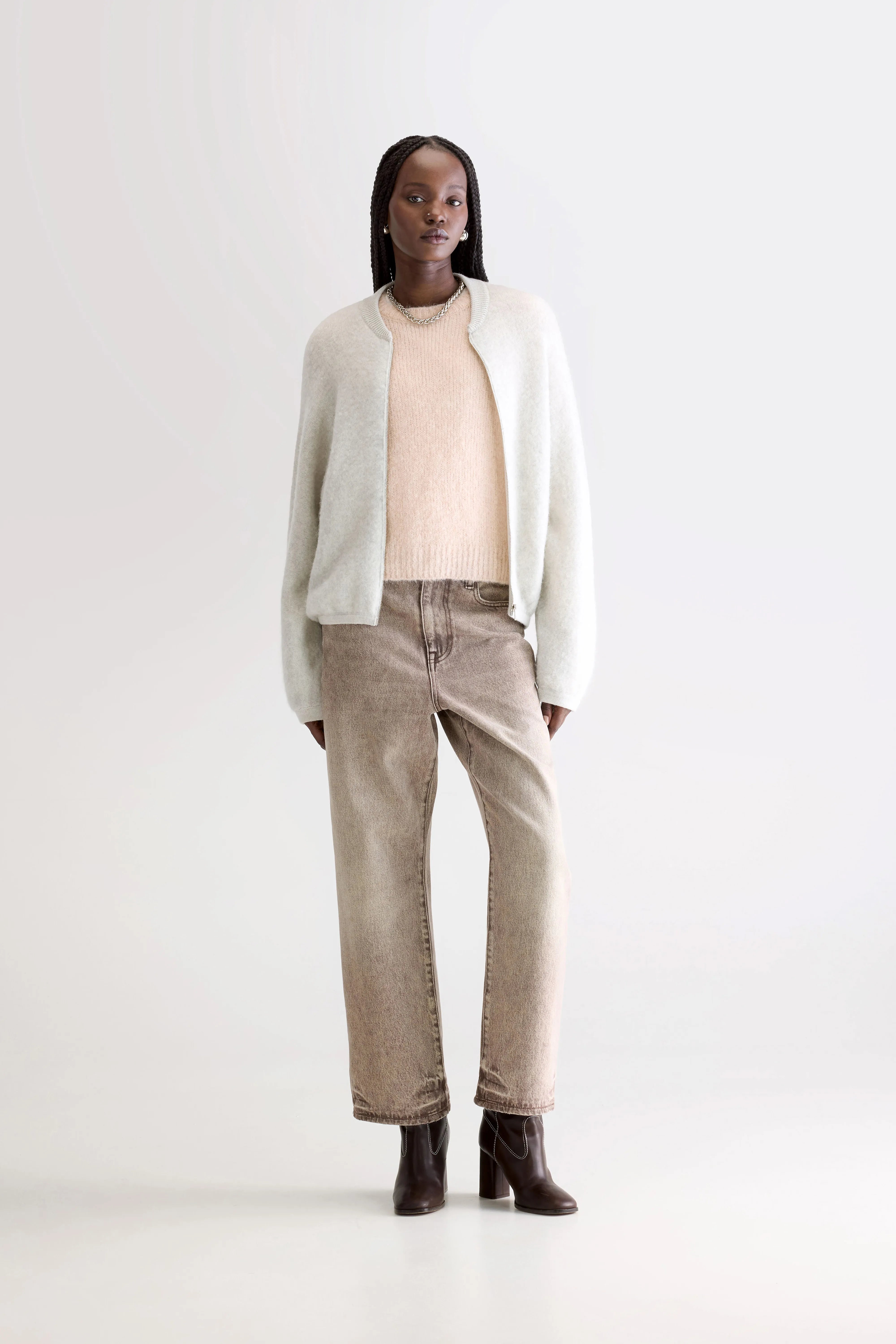 Cardigan Zippé Asedi - Oyster Pour Femme | Bellerose
