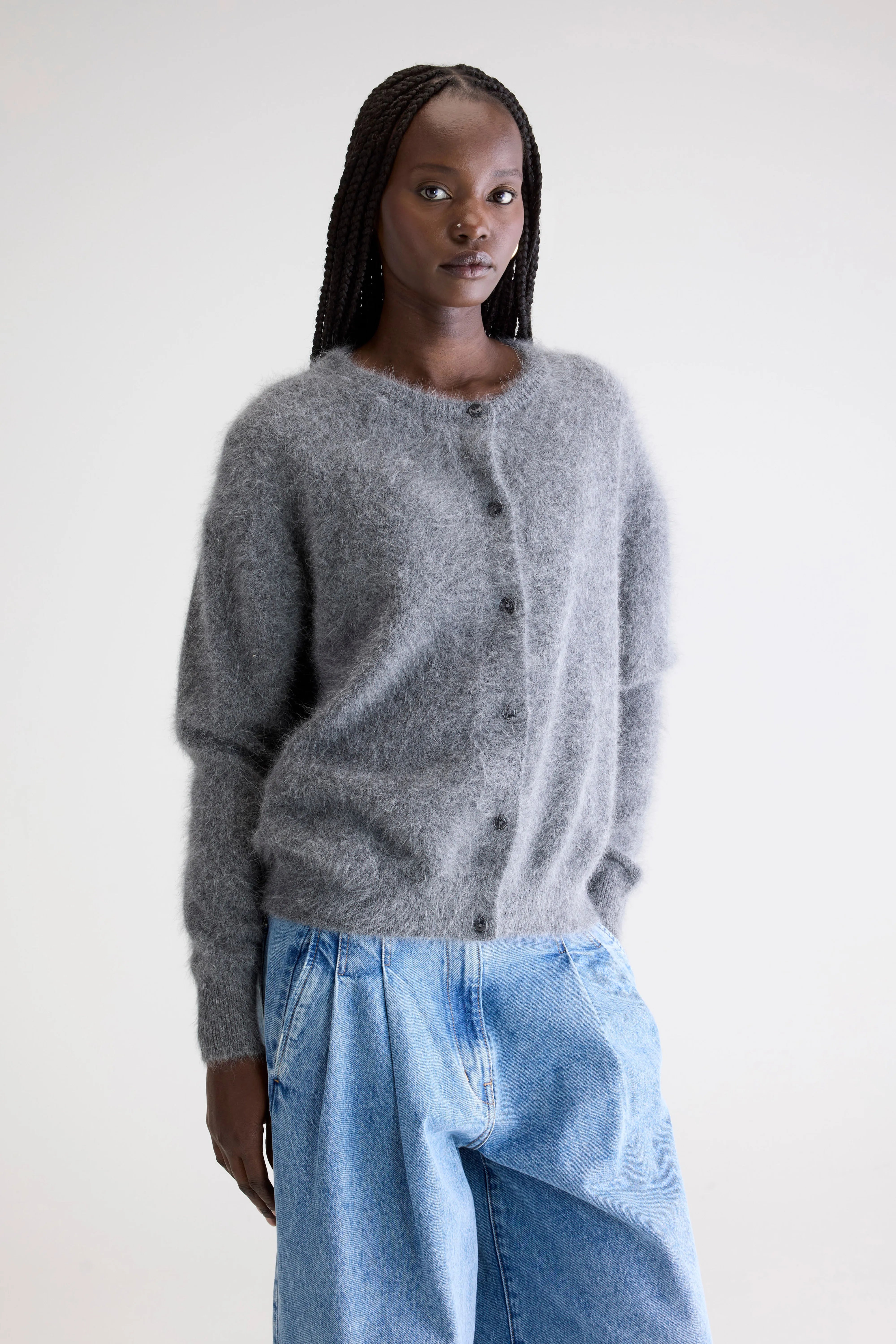 Cardigan En Angora Dathan - Mid grey Pour Femme | Bellerose