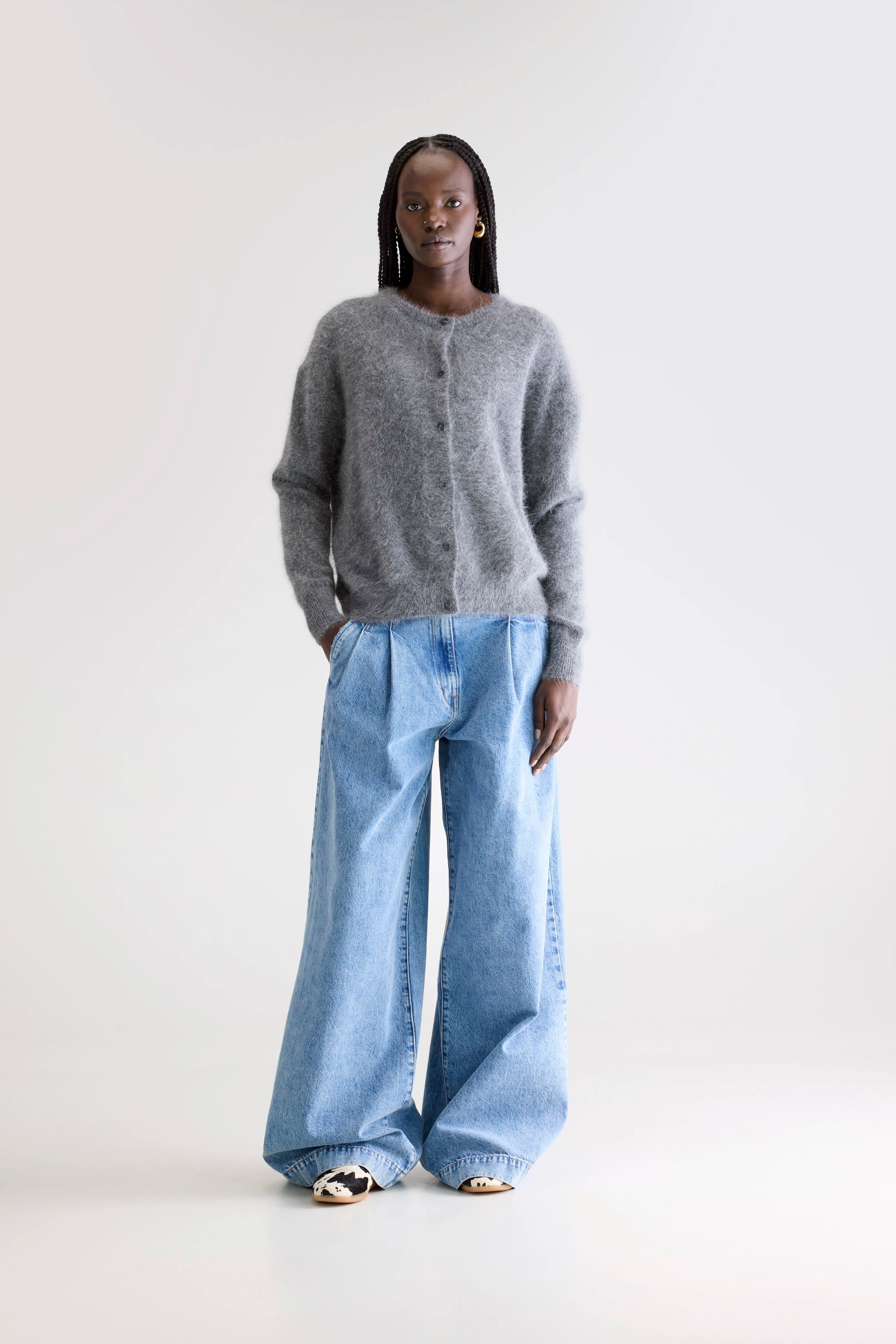 Cardigan En Angora Dathan - Mid grey Pour Femme | Bellerose