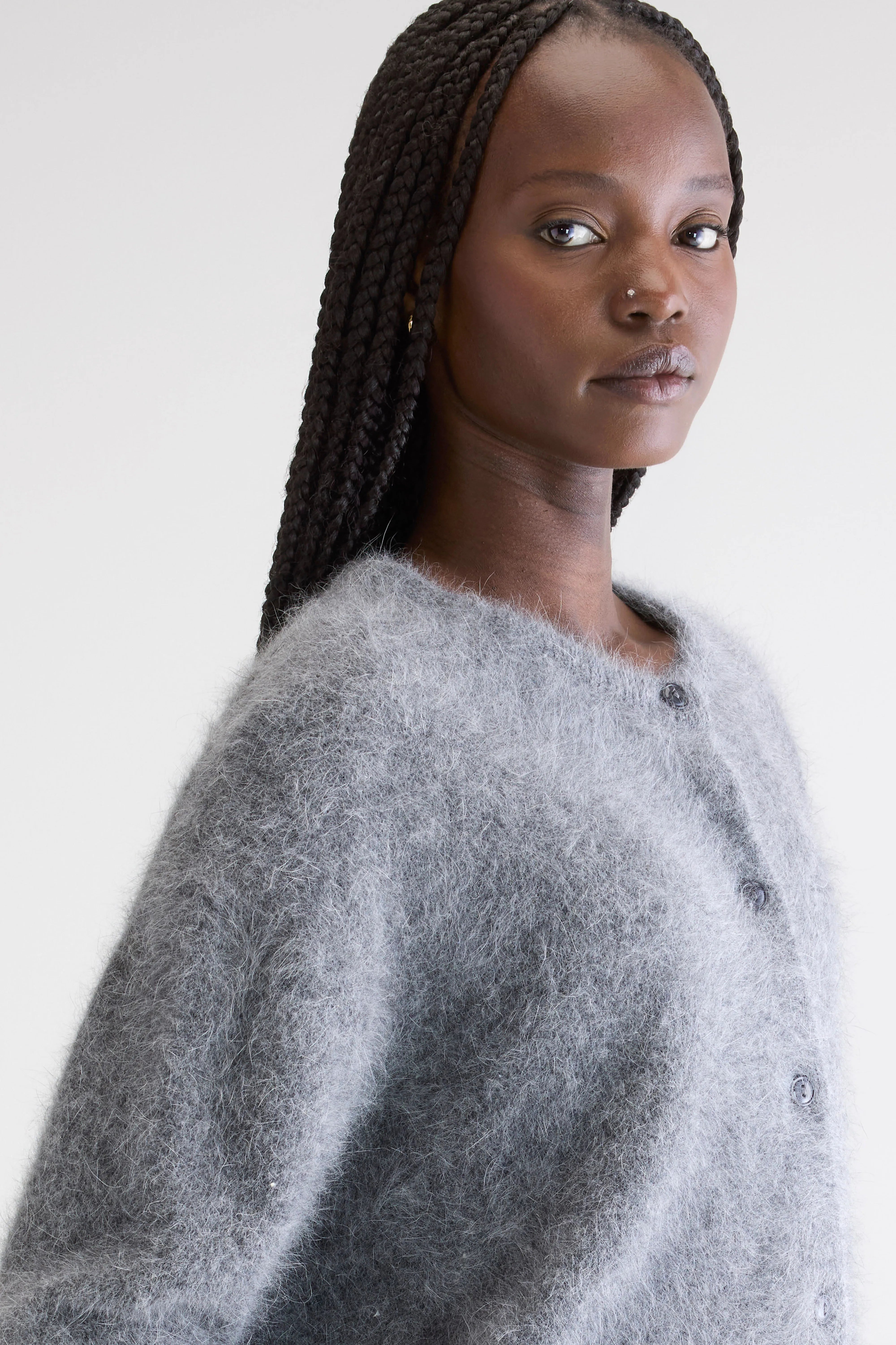 Cardigan En Angora Dathan - Mid grey Pour Femme | Bellerose