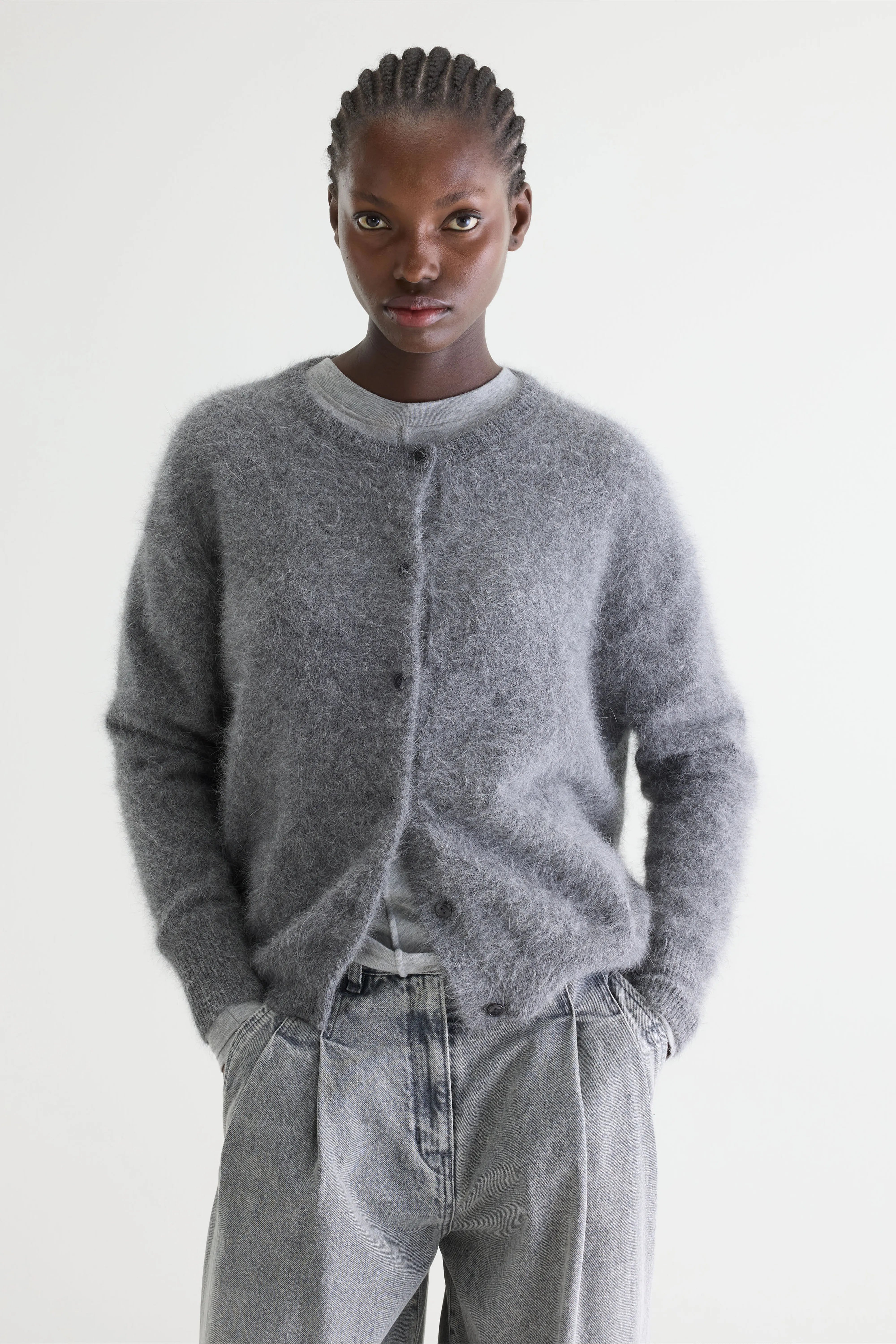 Cardigan En Angora Dathan - Mid grey Pour Femme | Bellerose