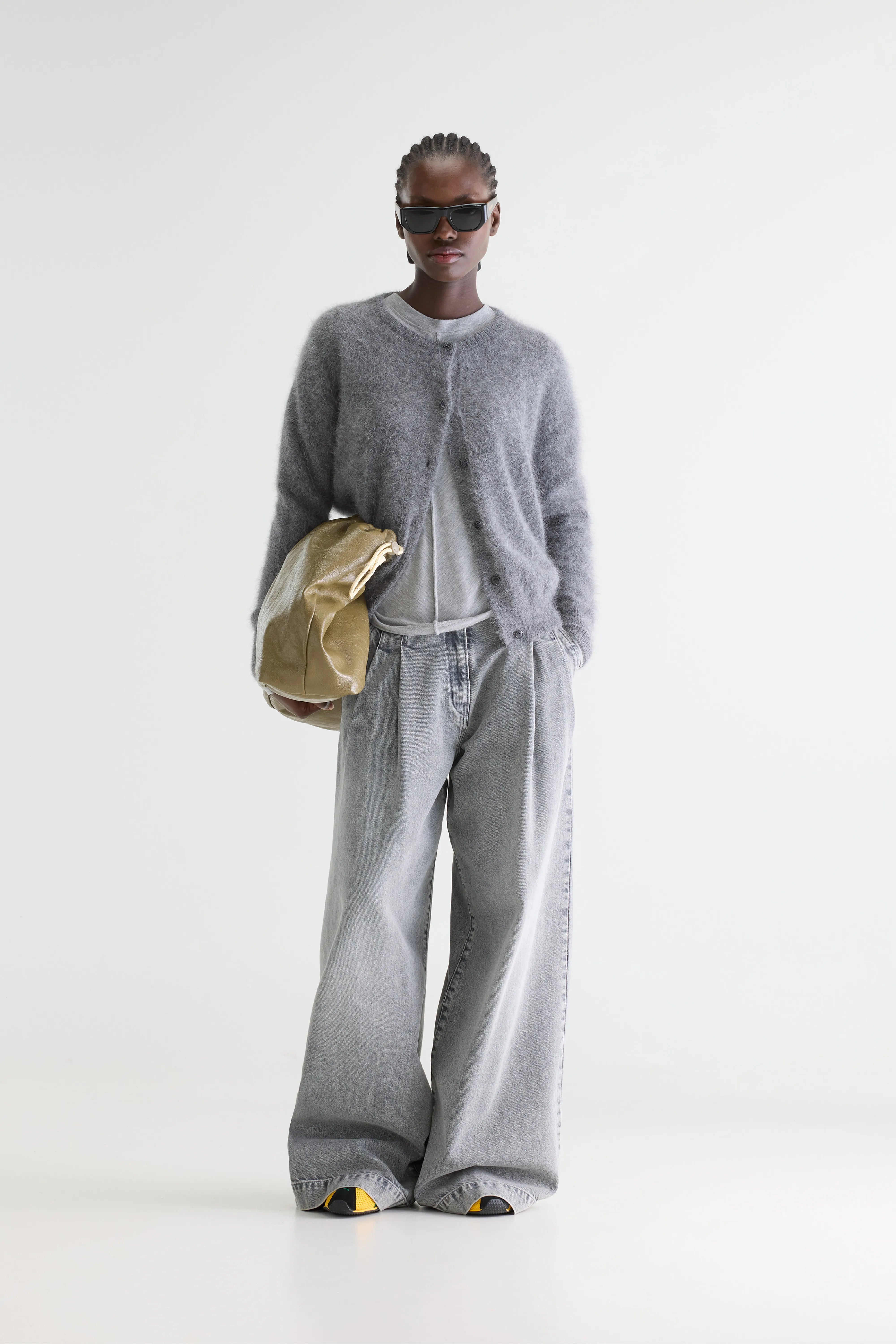 Cardigan en angora Dathan (252 / W / MID GREY)