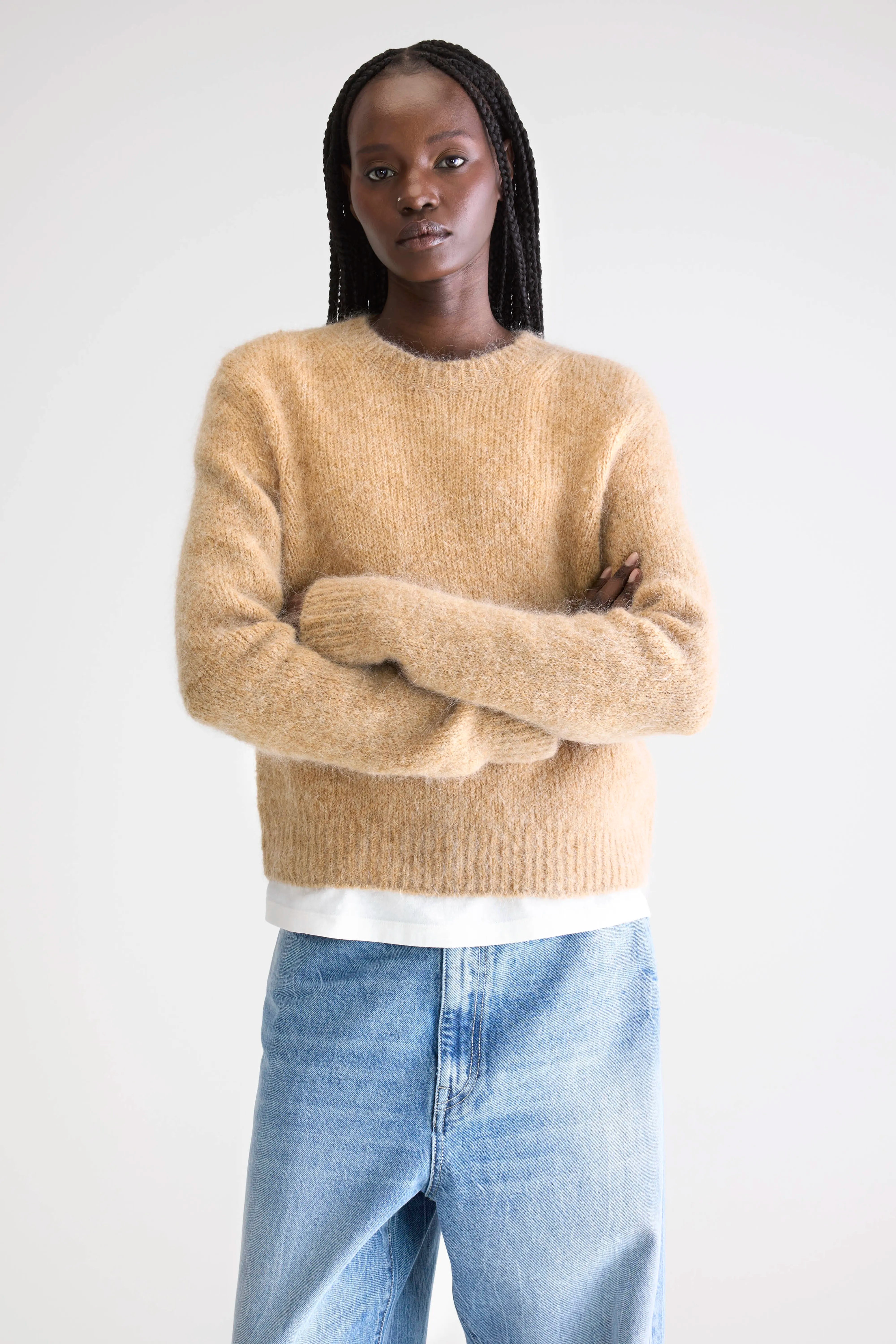Pull Col Rond Anco - Camel Pour Femme | Bellerose
