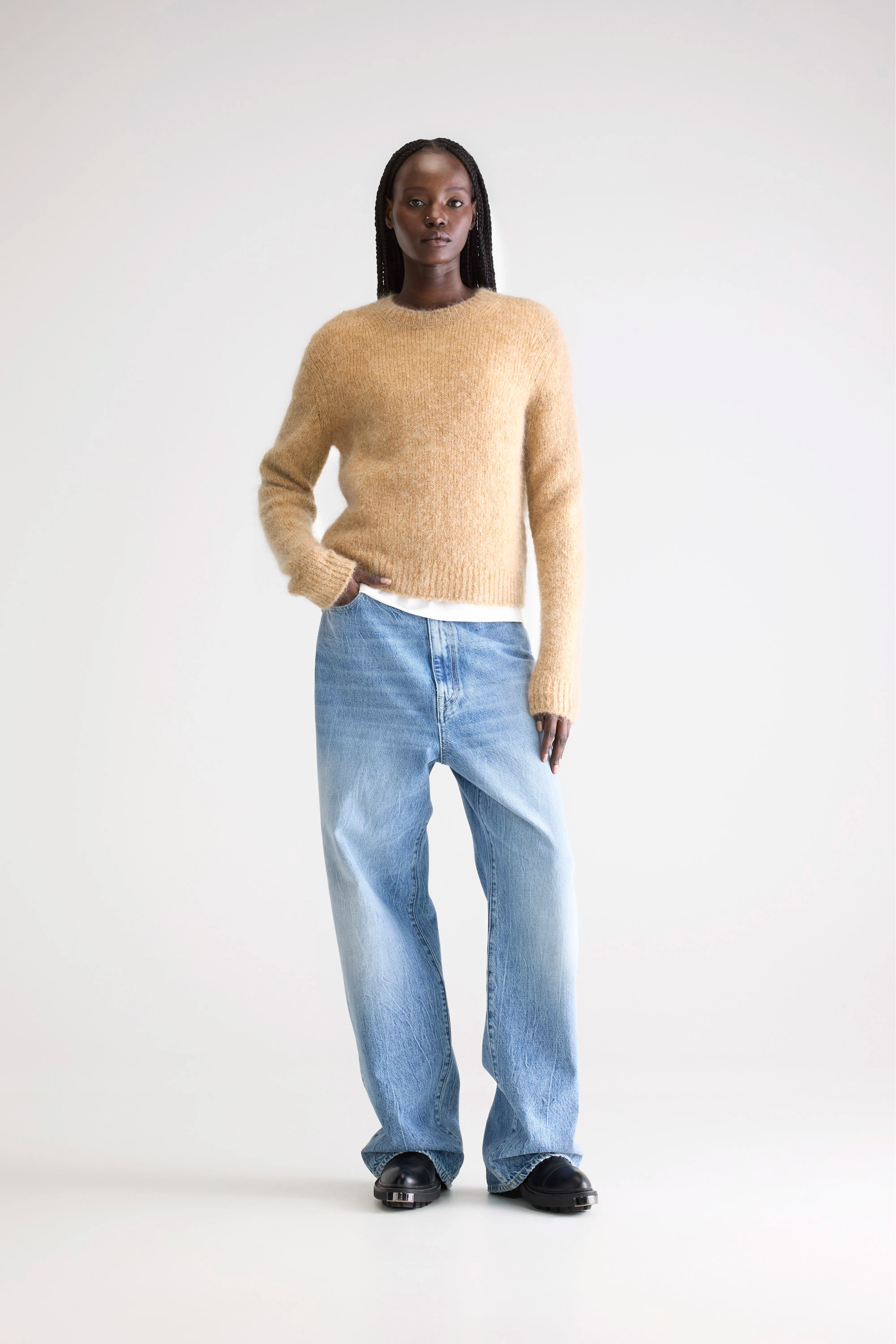 Pull Col Rond Anco - Camel Pour Femme | Bellerose