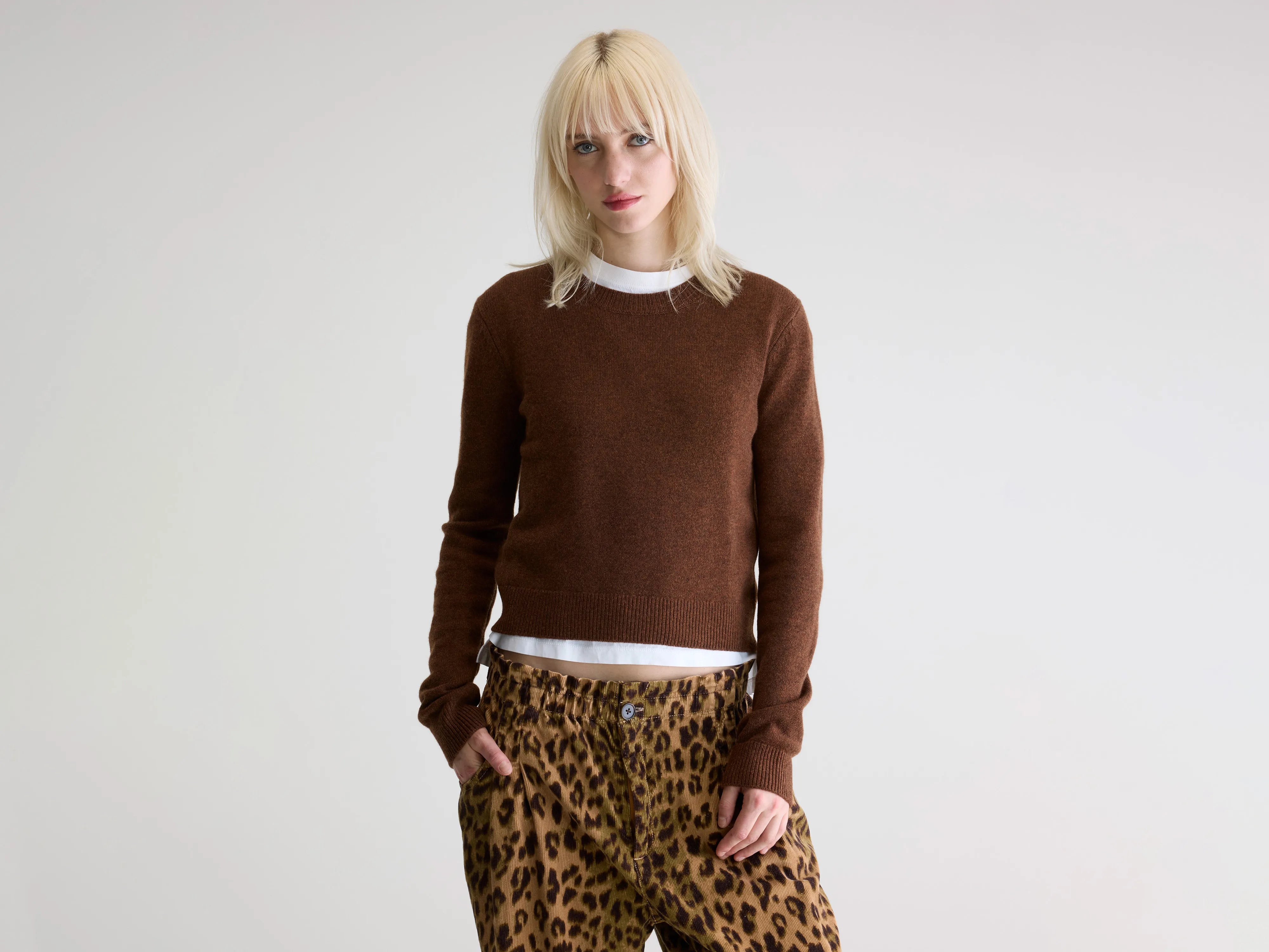 Spag cropped slim fit trui (252 / W / SUEDE)