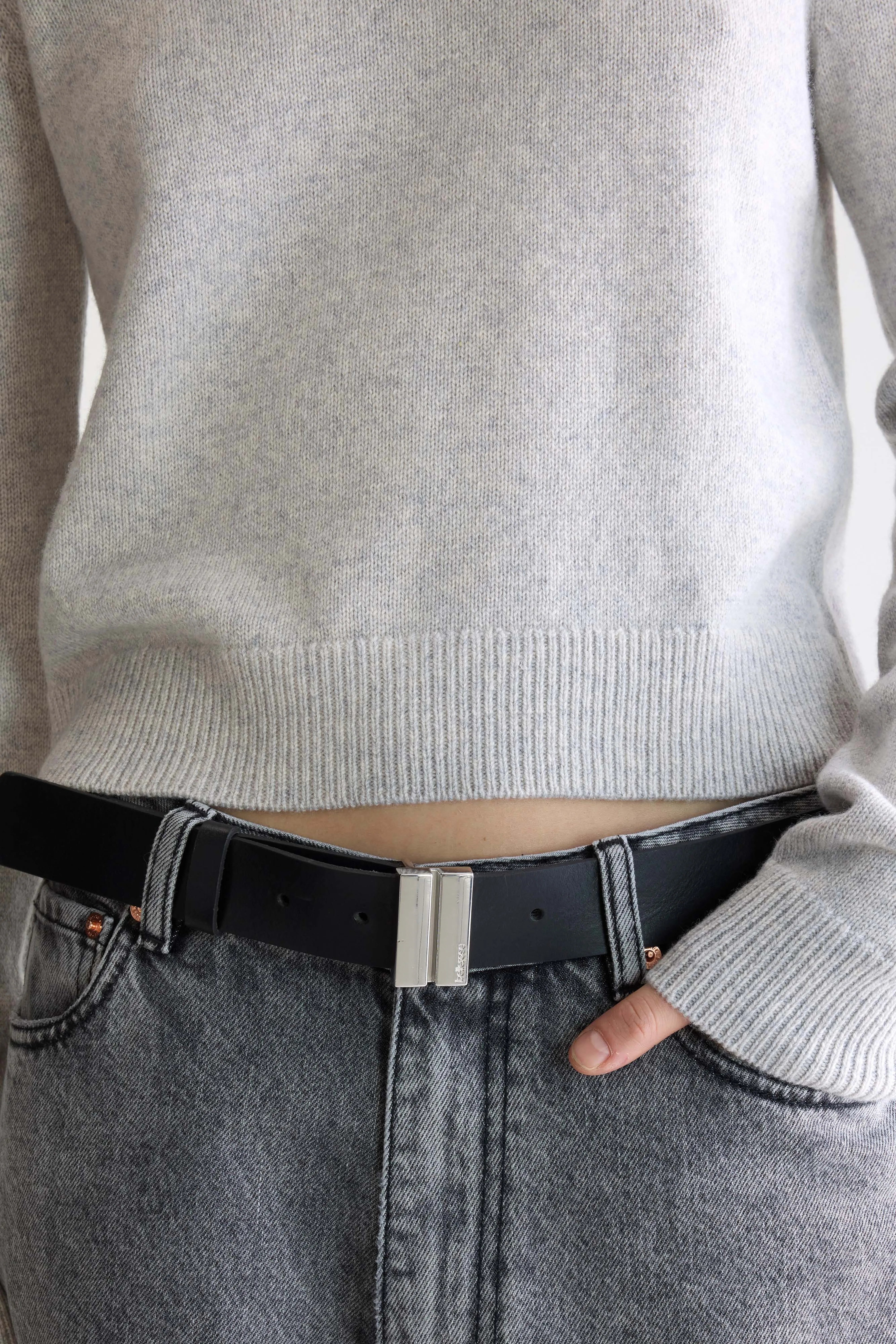 Spag cropped slim fit trui (252 / W / LIGHT GREY)