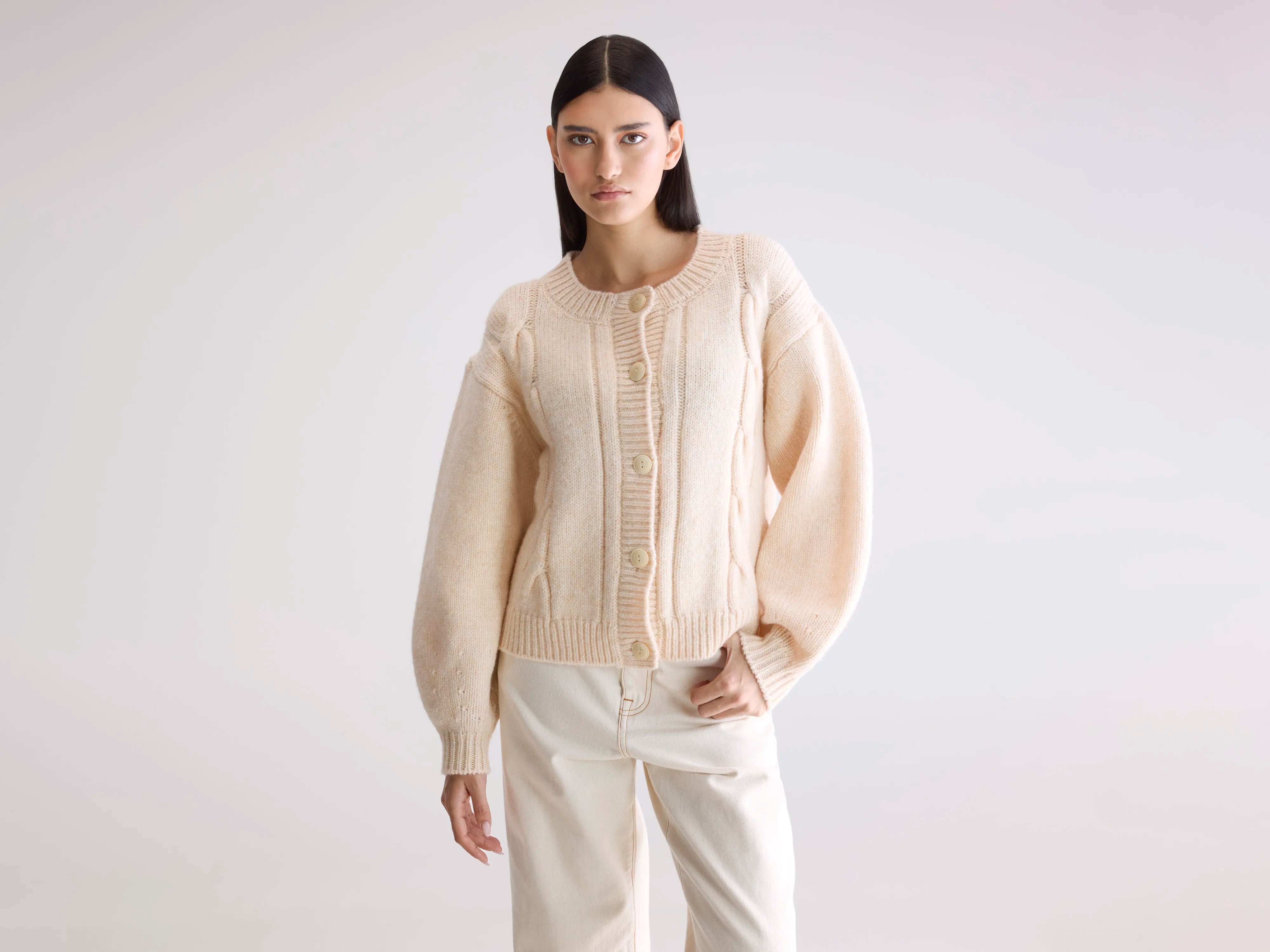 Dico chunky cardigan (252 / W / IVORY)